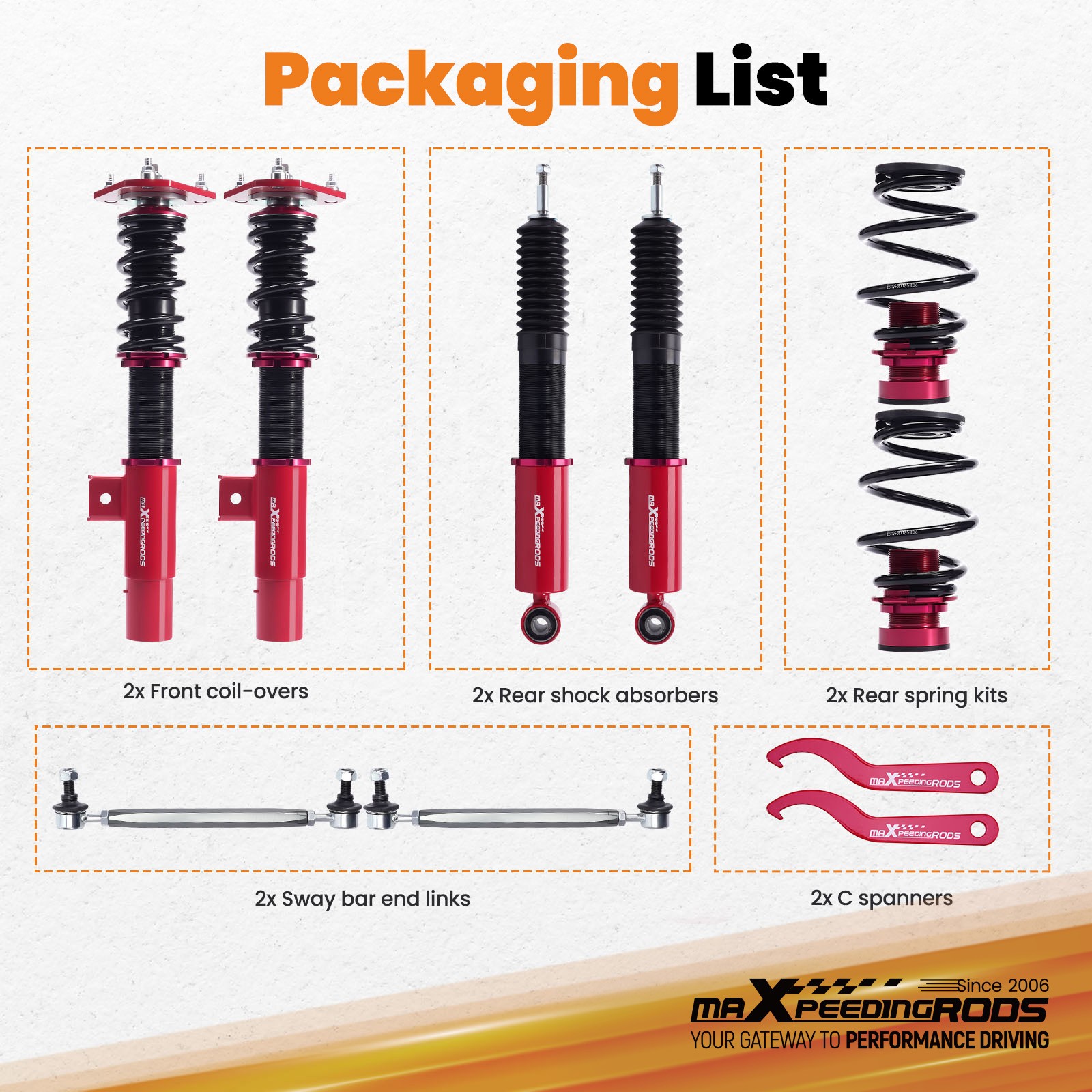 MaXpeedingrods Coilover Shock Suspension Kit for Volkswagen Jetta MK5 MK6 06-17