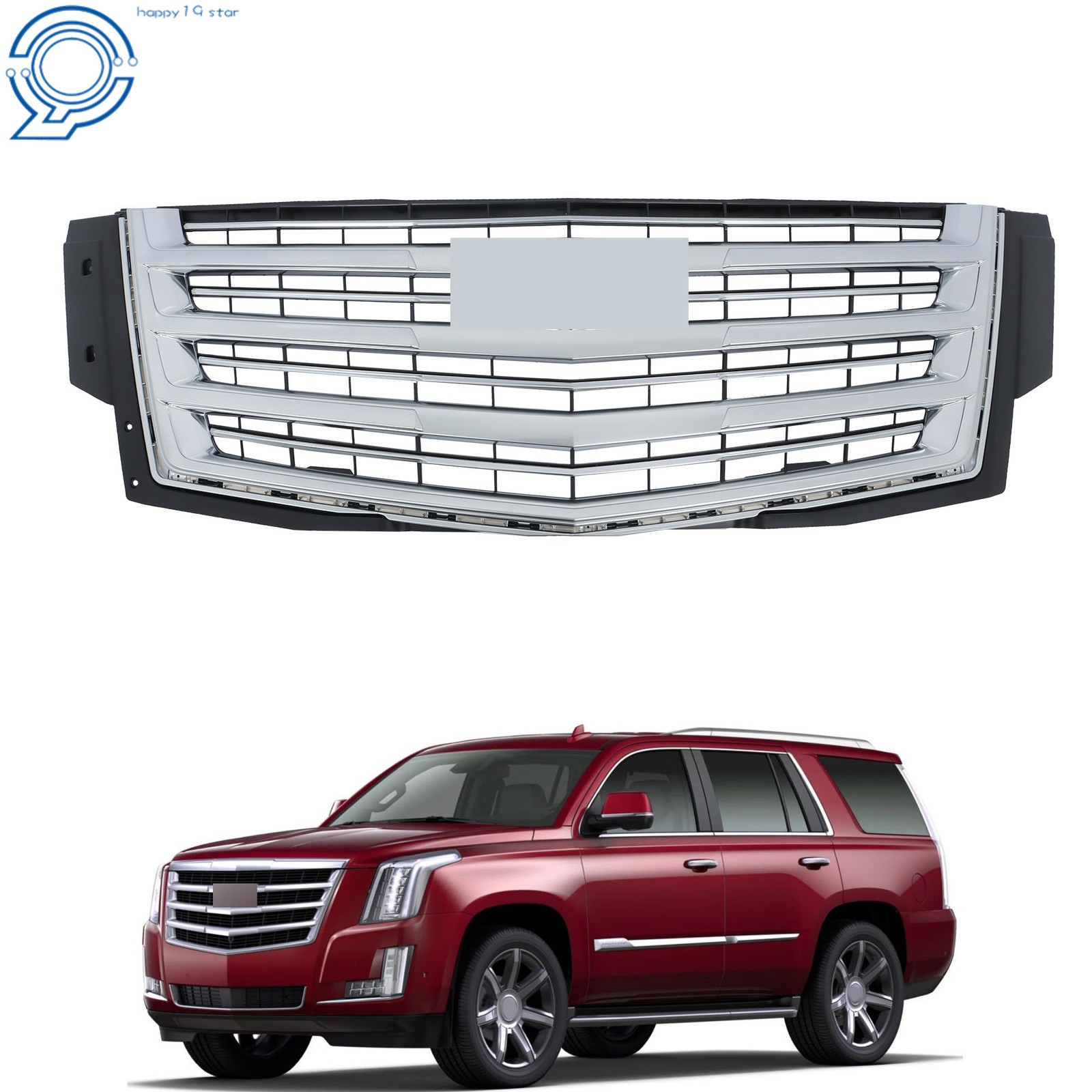 Painted Front Bumper Grille For Cadillac Escalade 2015-2020 Without Camera Hole