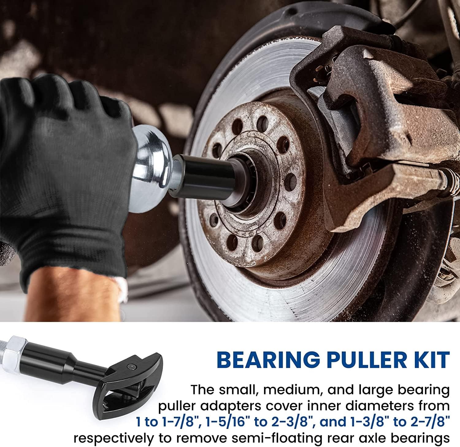 Alltooetools Rear Axle Bearing Remove Puller Tool Kit Black & Sliver