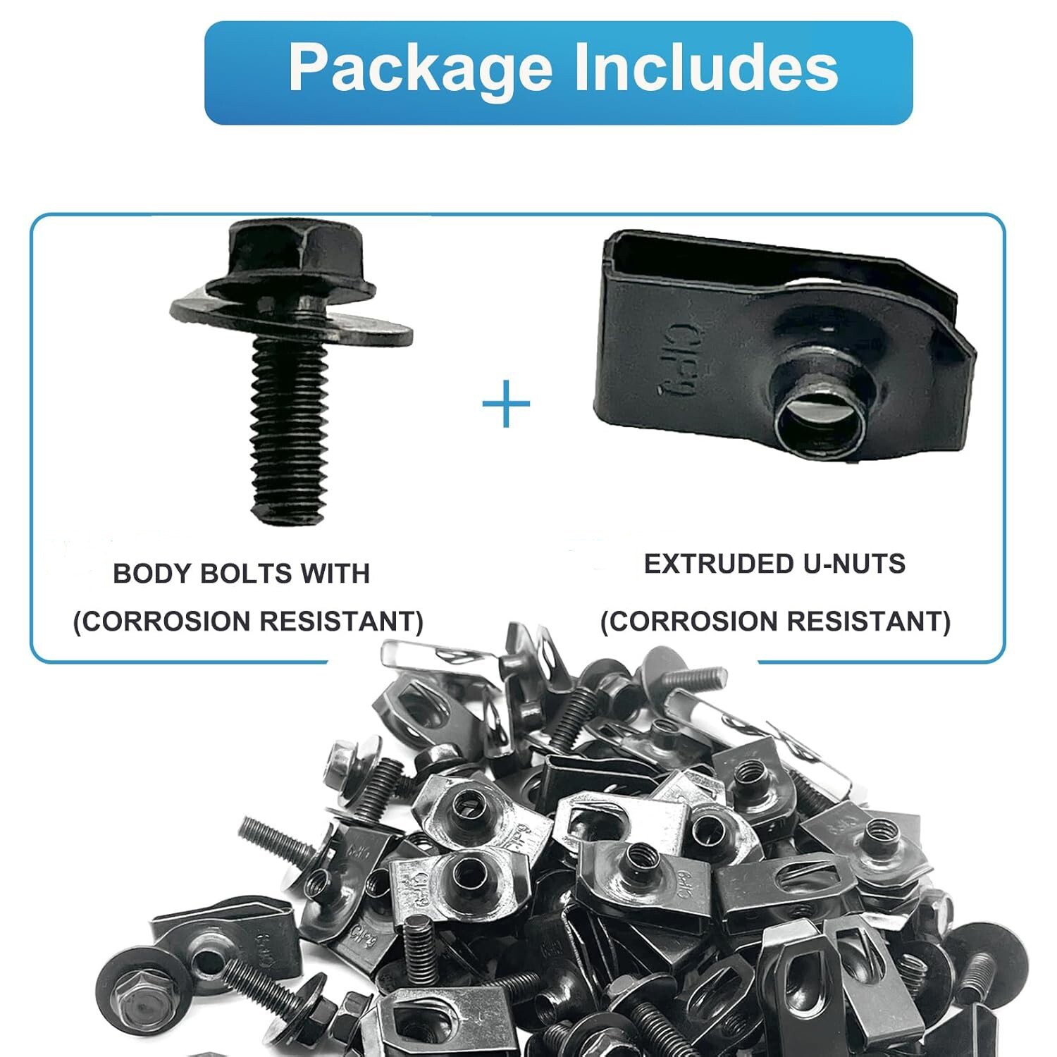 Car Body Bolts & U-nut Clips M6 Splash Shield Retainer Fastener Rivet Screws