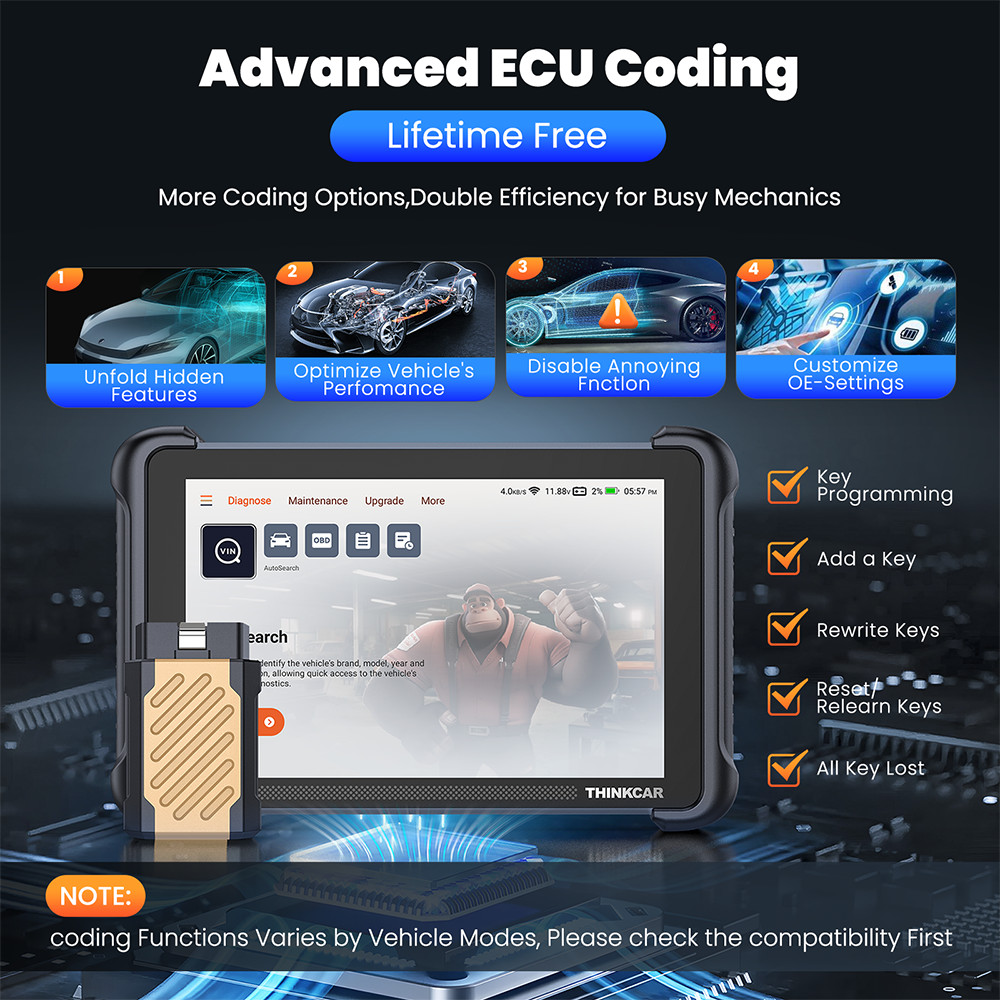 ThinkScan 689BT Car Diagnostic Scan Tool Bidirectional E.CU Coding TPMS 4 SENSOR