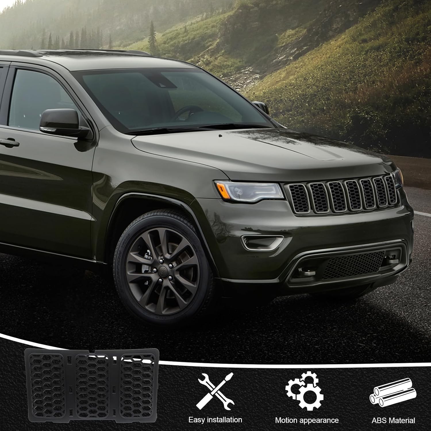 Black Mesh Grille Insert Kit Front Grill Cover For Jeep Grand Cherokee 2014-2016