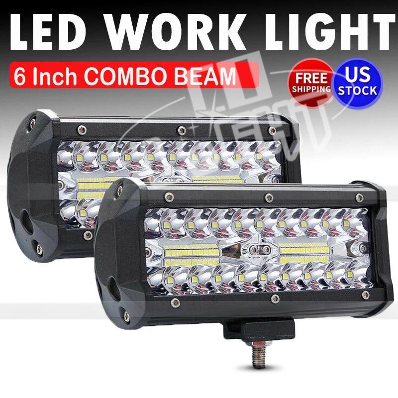 6” inch 1200W LED Pods Light Bar Spot Flood Truck Offroad 4WD SUV Driving Fog