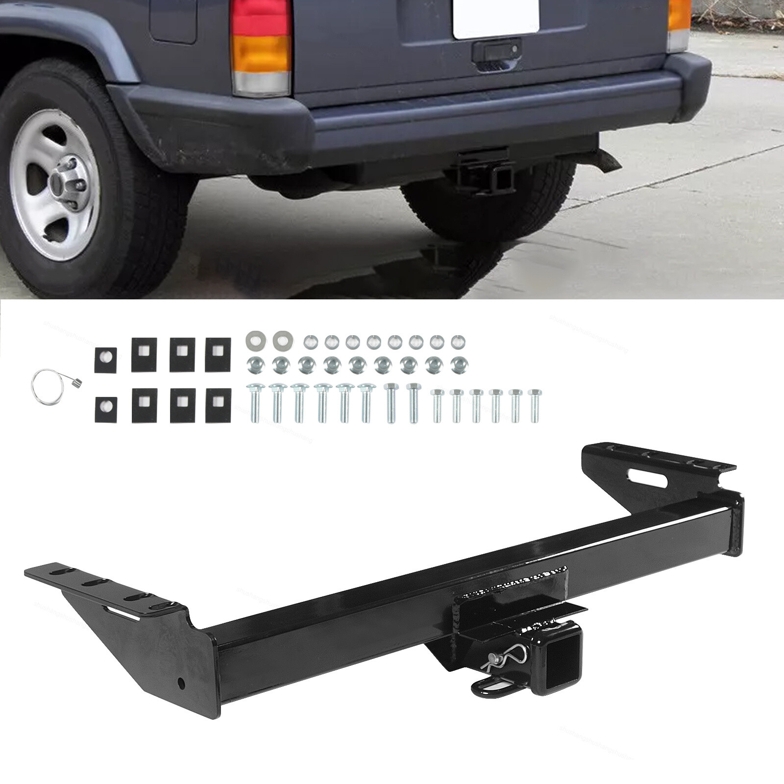 Trailer Hitch Receiver Rear Bumper Tow Kit 2″ For 84-01 Jeep Cherokee XJ Class 3