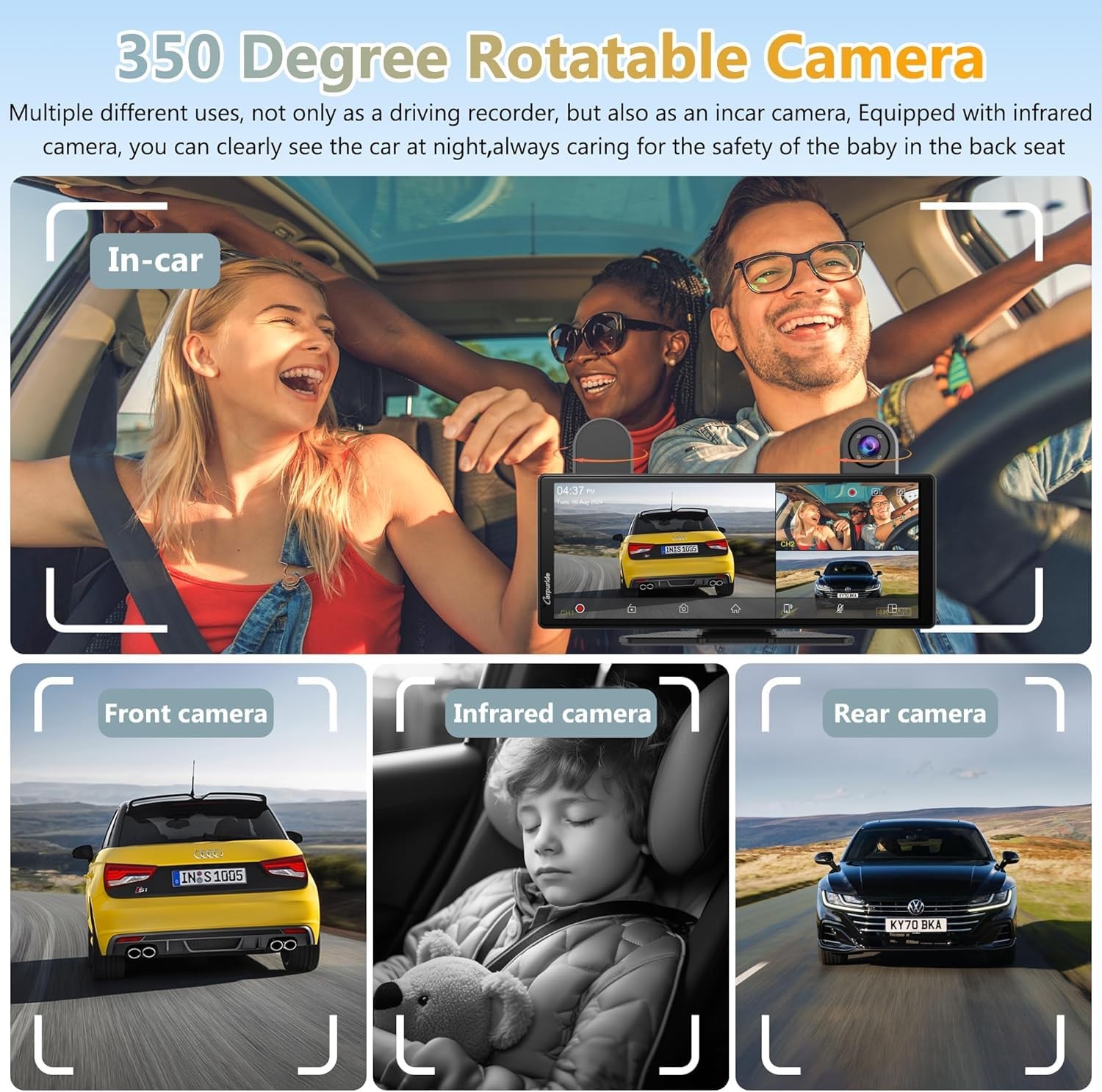 Carpuride W903S Carplay Android Auto 4K Front Cam 1080P Rear Cam Infrared Camera