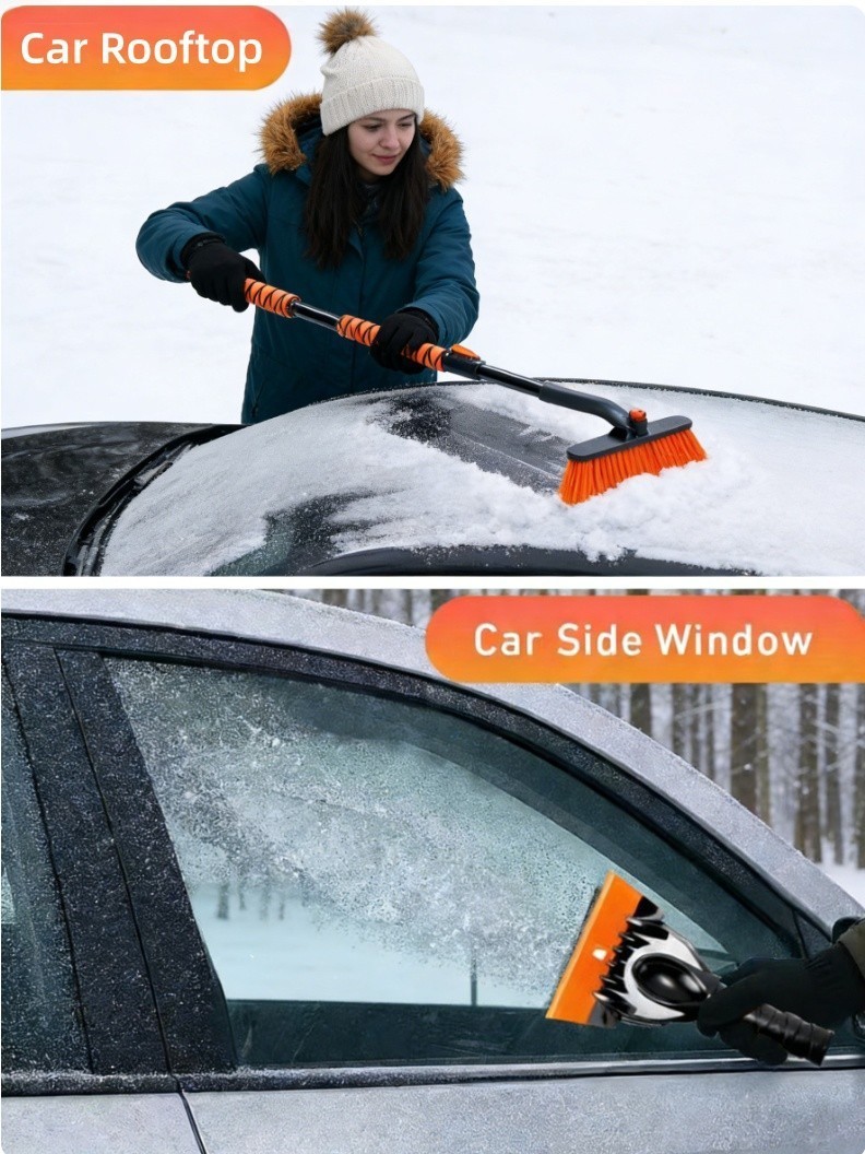 360°2in1 35.4“Rotating Extendable Snow Brush and Ice Scraper for car Windshield