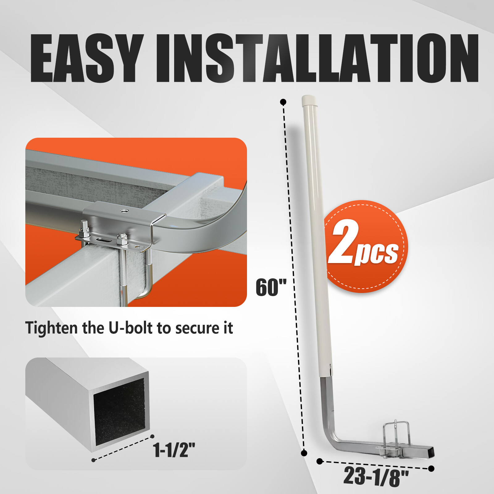 Pair 60″ Boat Trailer Zinc-Plated Guide On Post Kit With PVC Poles Covers