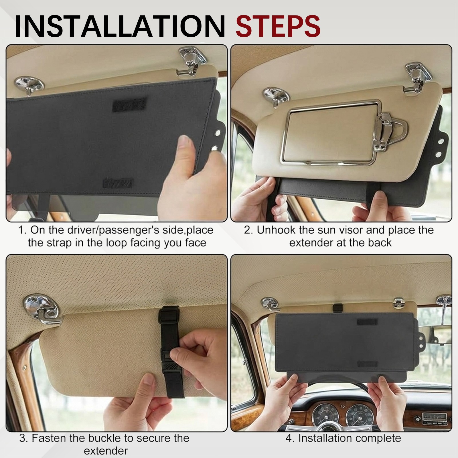 Universal Car Sun Visor Extender Blocker Anti-glare Driving Accessories Black