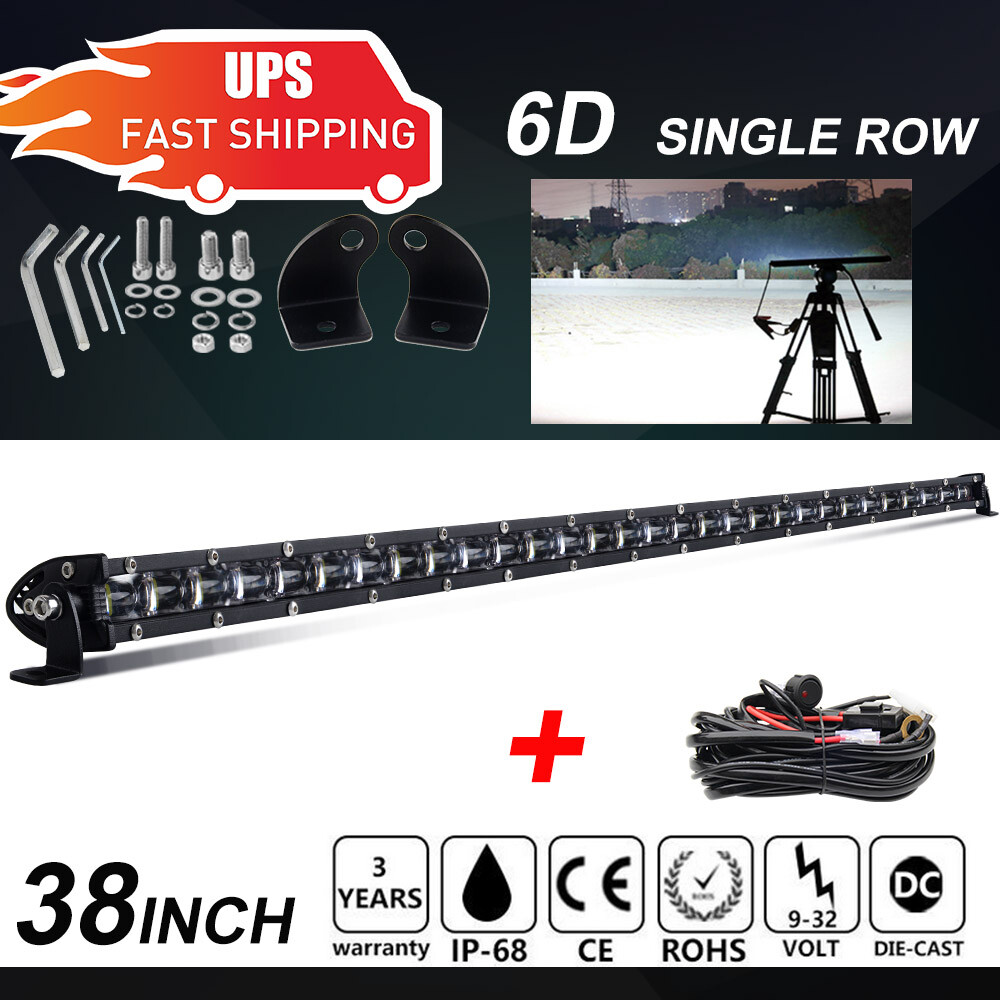 38inch 1200W Spot Flood Combo Slim LED Work Light Bar Single Row Car 4WD Offroad