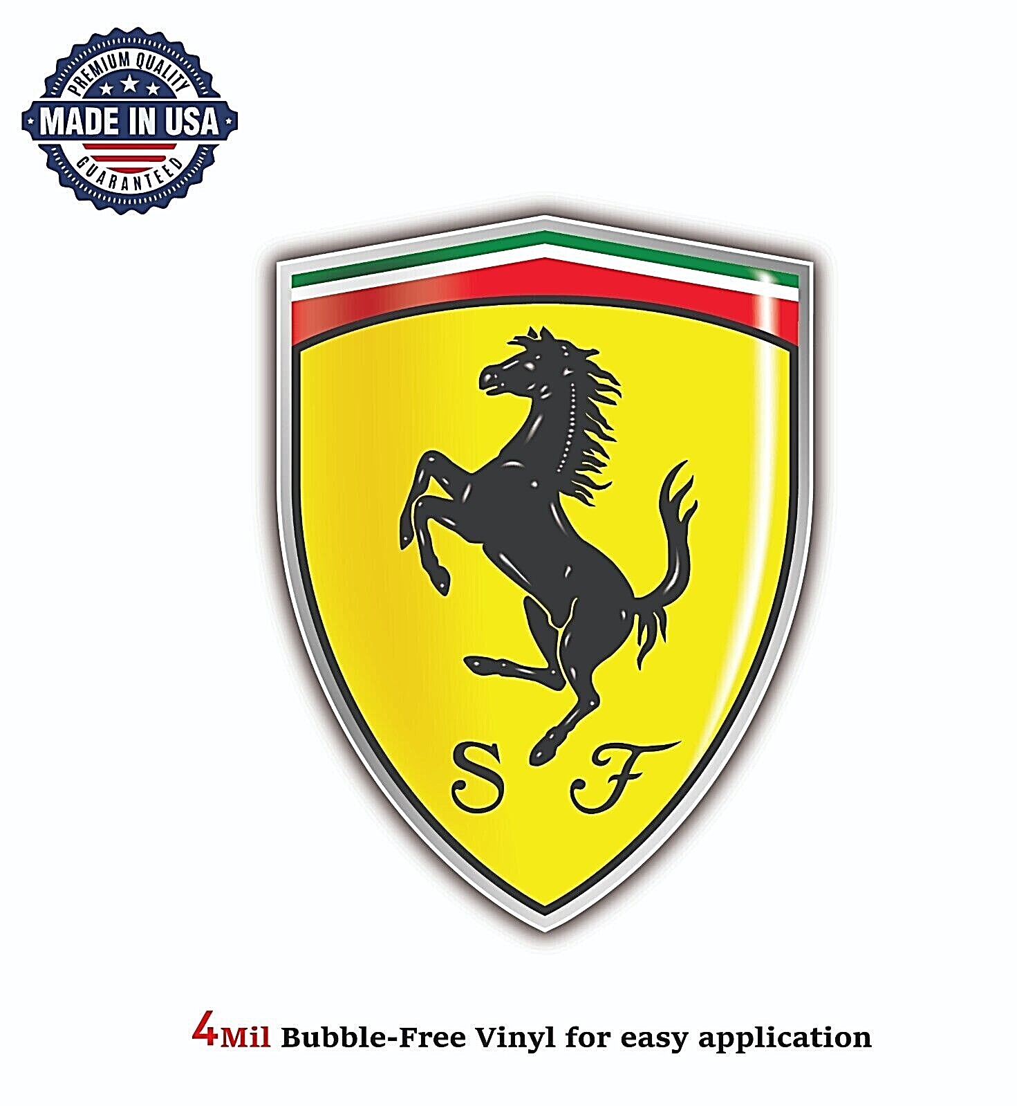 FERRARI ITALY RACING AUT VINYL DECAL STICKER CAR BUMPER 4MIL BUBBLE FREE US MADE