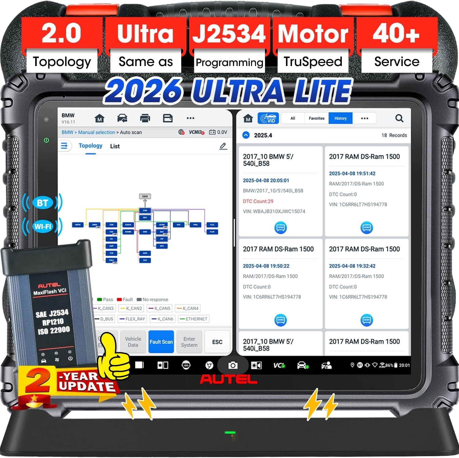🔥🔥🔥【2-Year Update】Autel MaxiSys ULTRA Lite Diagnostic Scanner VCI Programming