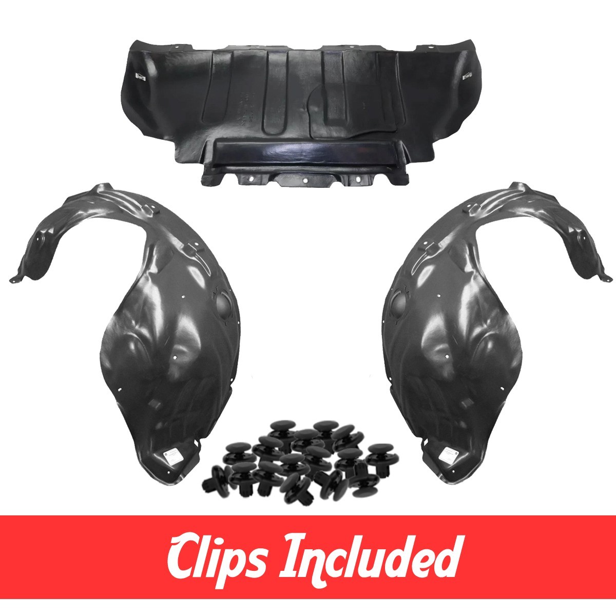 Fender Liner & Engine Under Cover Set w/ Clips For 2011-2021 Jeep Grand Cherokee