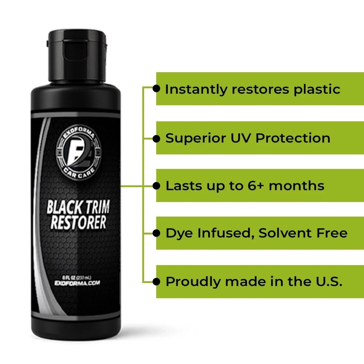 ExoForma Black Trim Restorer – Unique Dye-Infused Formula Lasts 6+ Months –