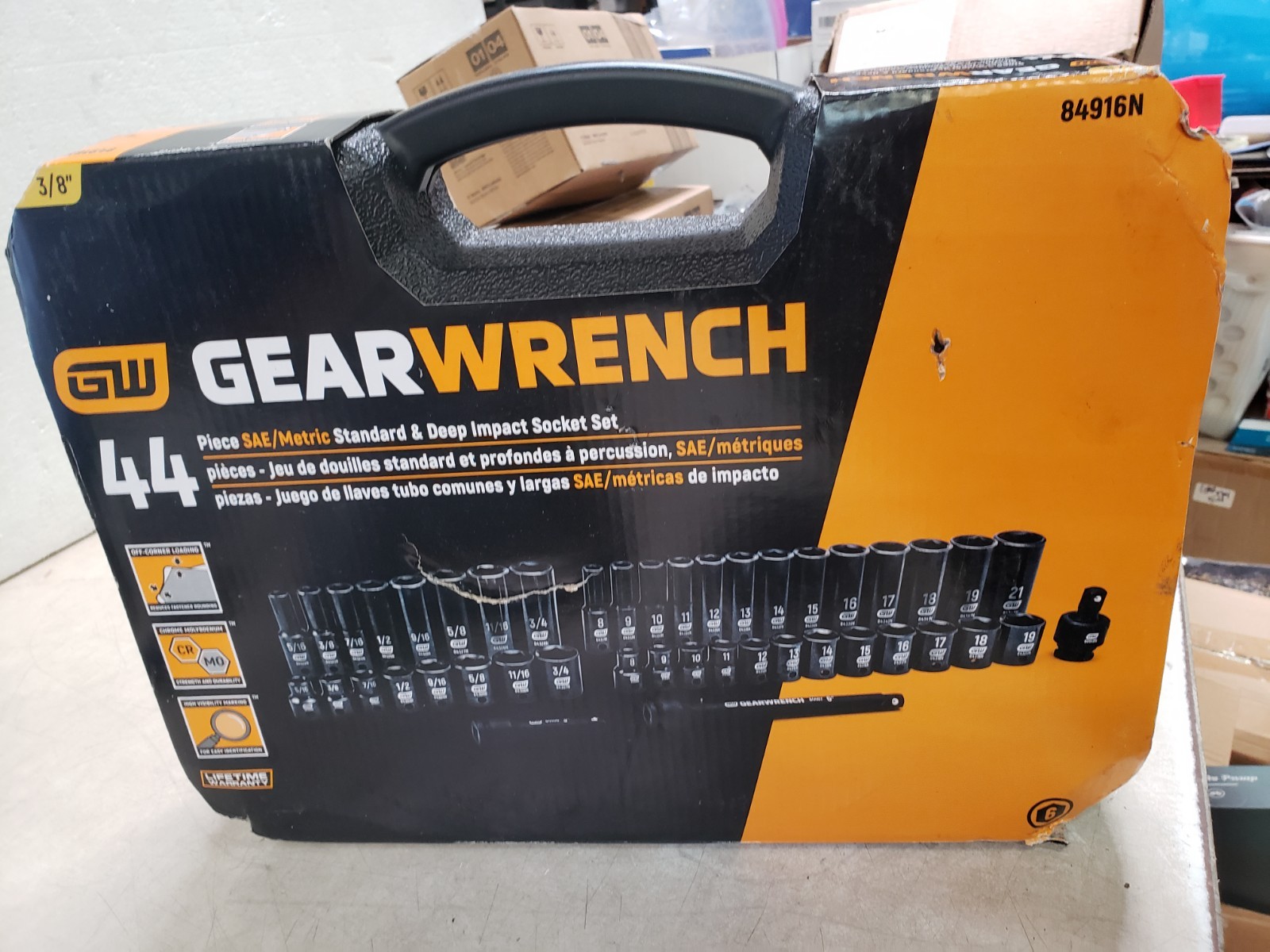 Gearwrench 84916N 44 Piece 3/8″ Drive 6 Point Impact Socket, Sae/Metric Std/Deep