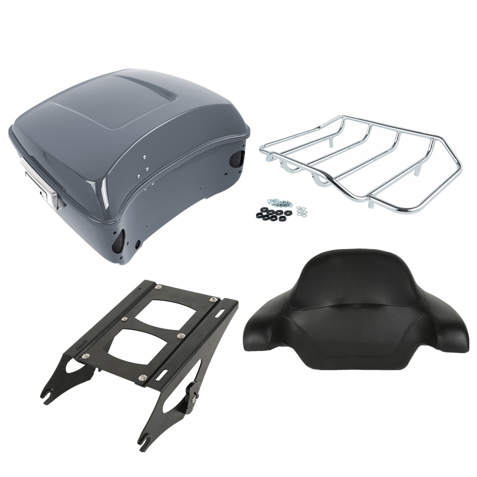 Gunship Gray King Trunk Pad Mount Rack Fit For Harley Touring Road Glide 2014-25