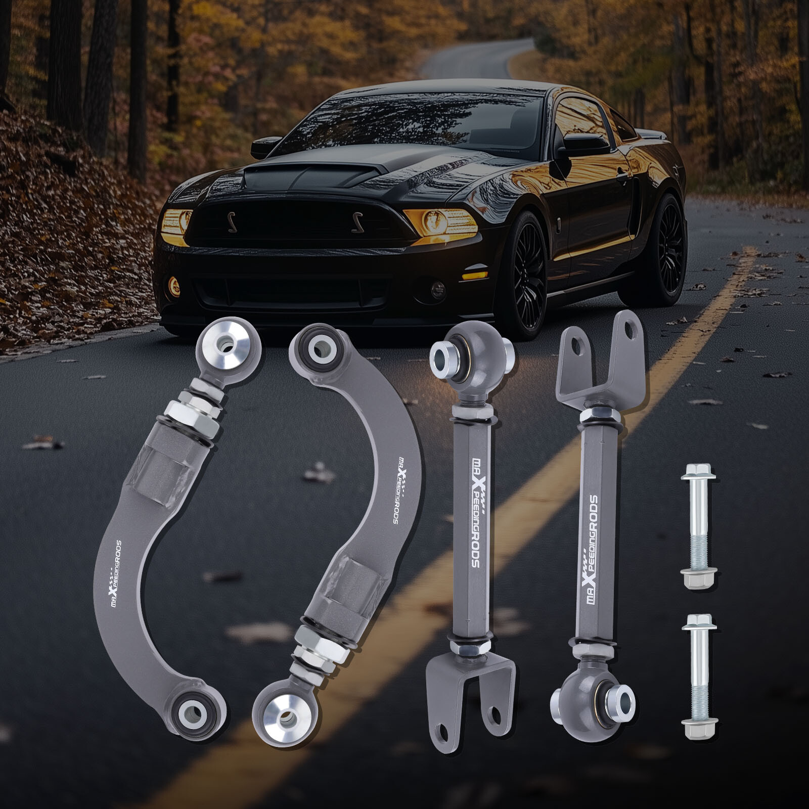 MaXpeedingrods Adjustable Rear Camber + Toe Arms Kit For 2015-2023 Ford Mustang