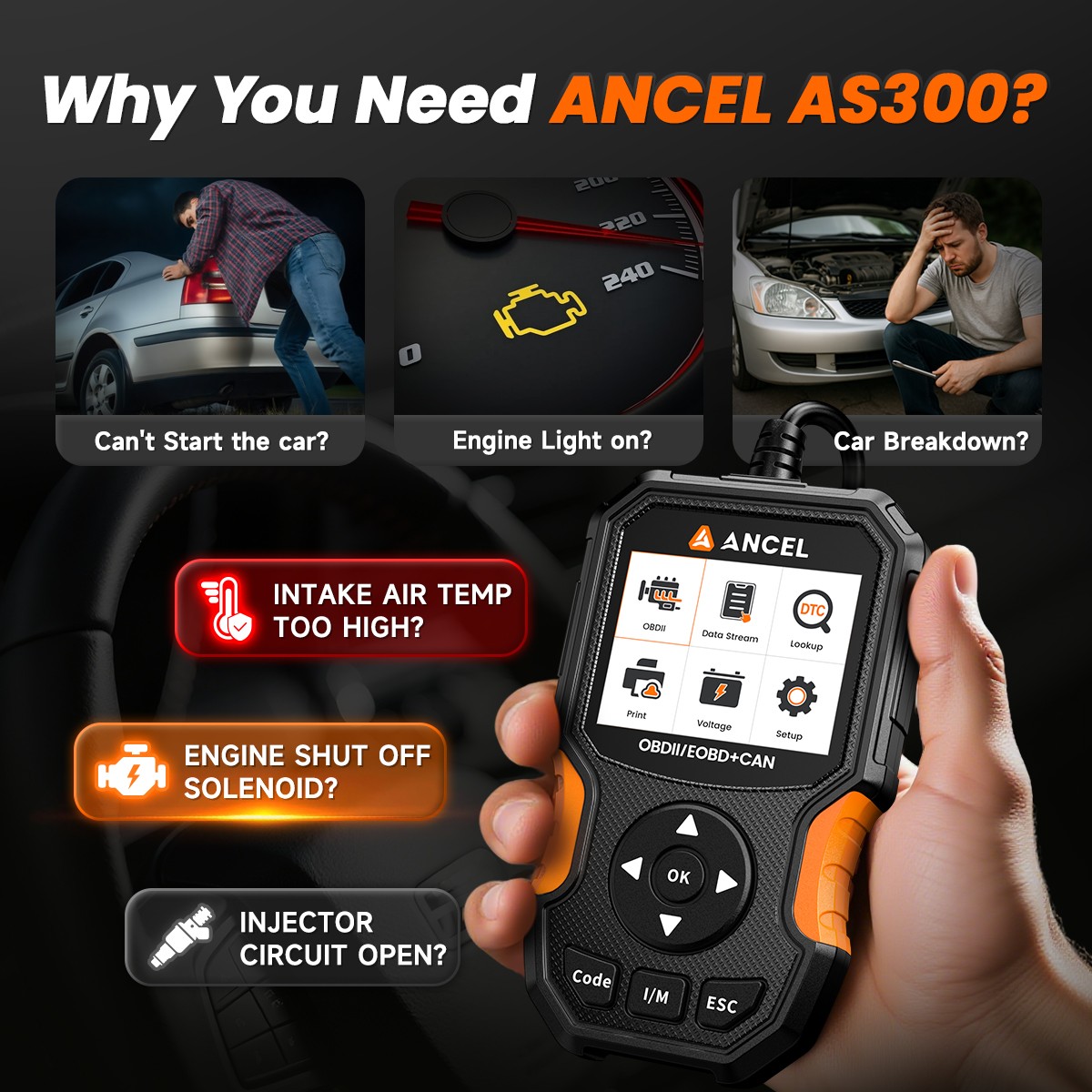 ANCEL AD410 OBD2 Scanner Code Reader Car Diagnostic Scan Tool Check Engine Fault