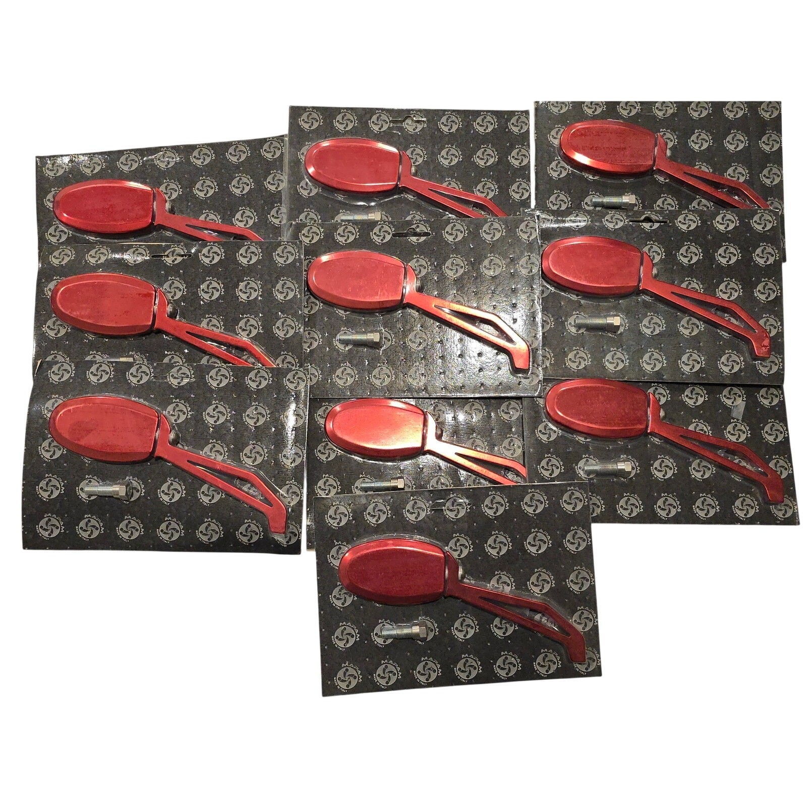 Lot of 10 MAPAM M2001 Red Billet Aluminum Motorcycle Rear View Mirrors Italy NEW