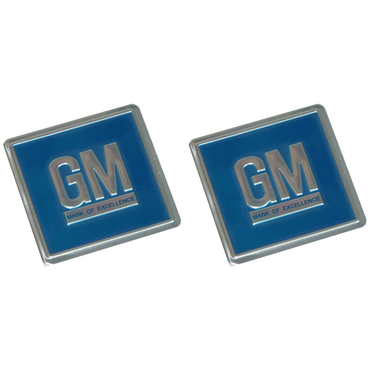 Embossed Metal Door Jamb Adhesive Decal Badge Foil Sticker Blue 1969-72 GM 2pc