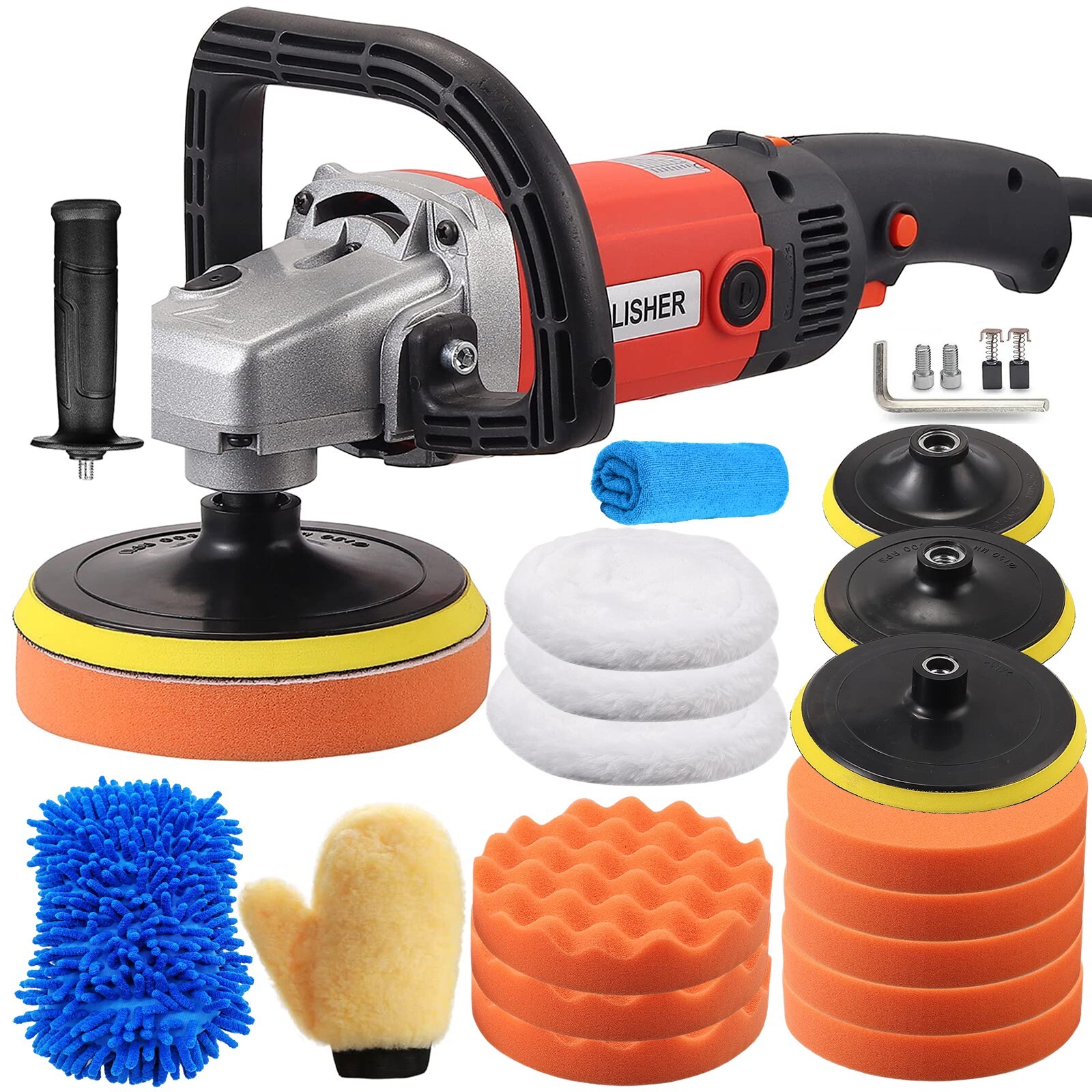 Car Buffer Polisher Waxer 8-Speed Rotary 5″6″+7″ Backing Plate Polishing Machine
