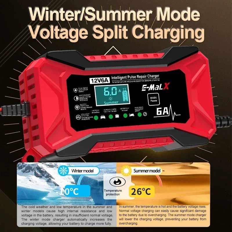12V Smart Car Battery Charger Automatic Lifepo4 Repair Maintainer Trickle