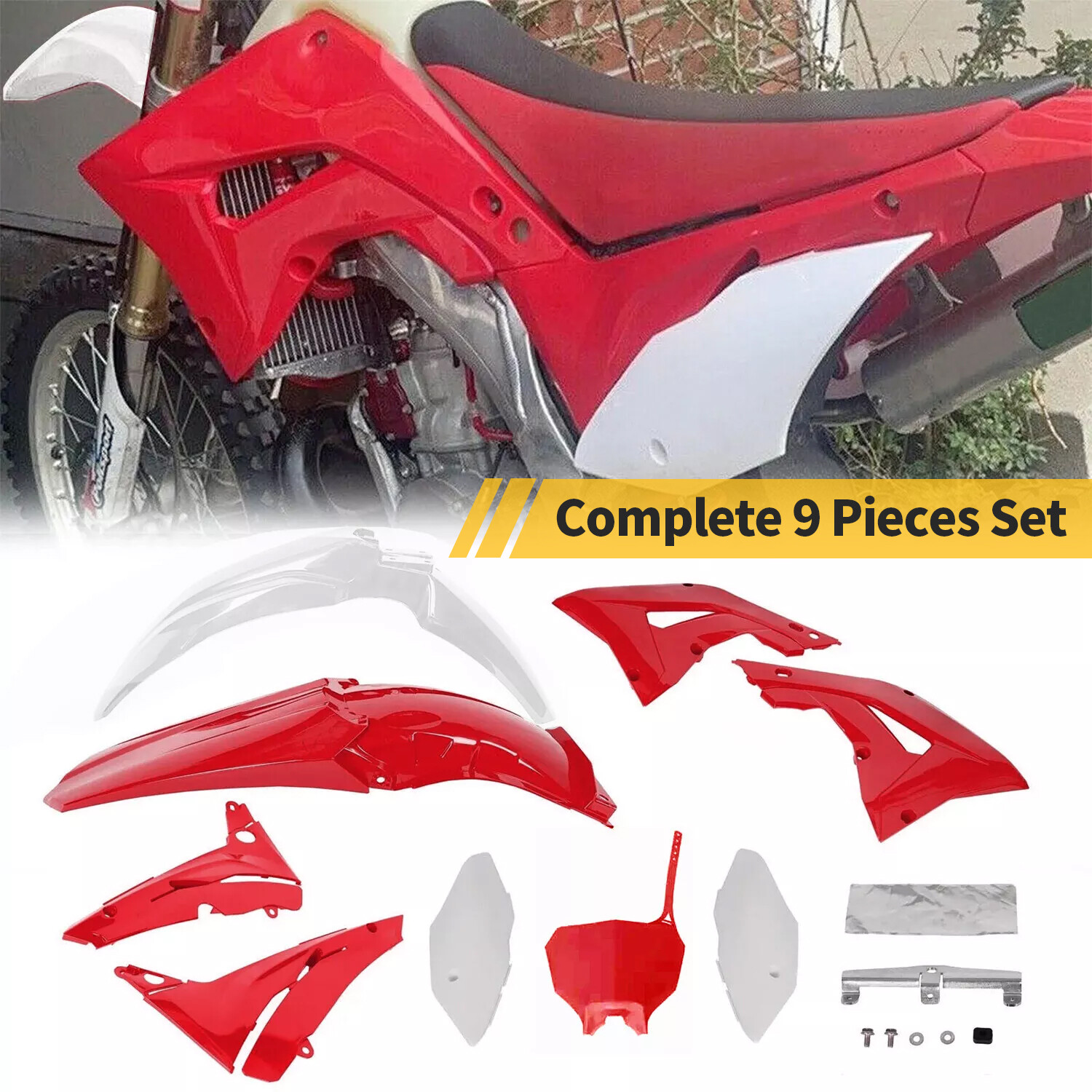Restyle Plastic Kit Bodywork Fairing For 2002-2007 Honda CR125R CR250R-Red&White