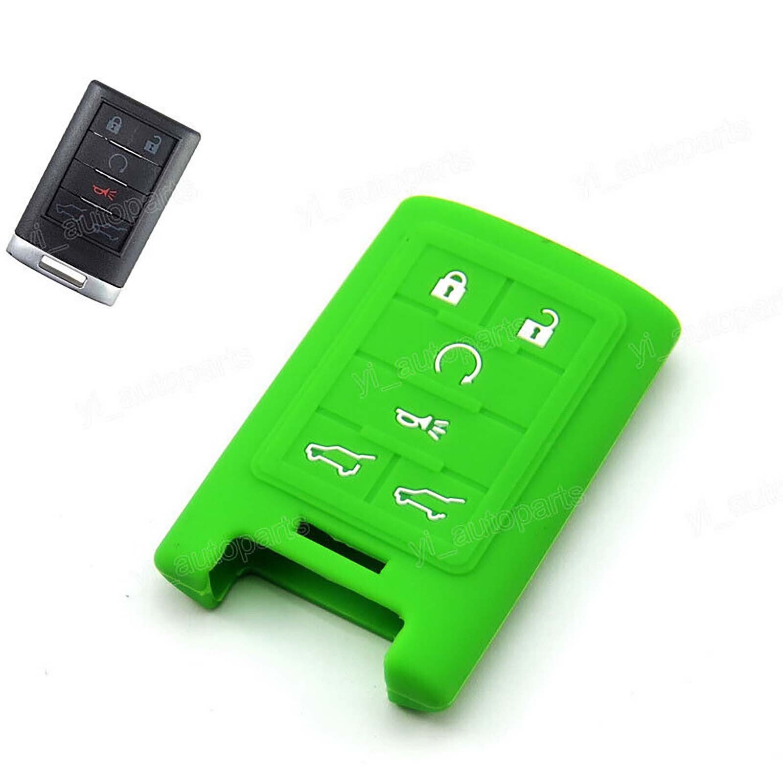 Green Silicone Case Cover For Cadillac Escalade Remote Smart Key 6 Button CAD6GR