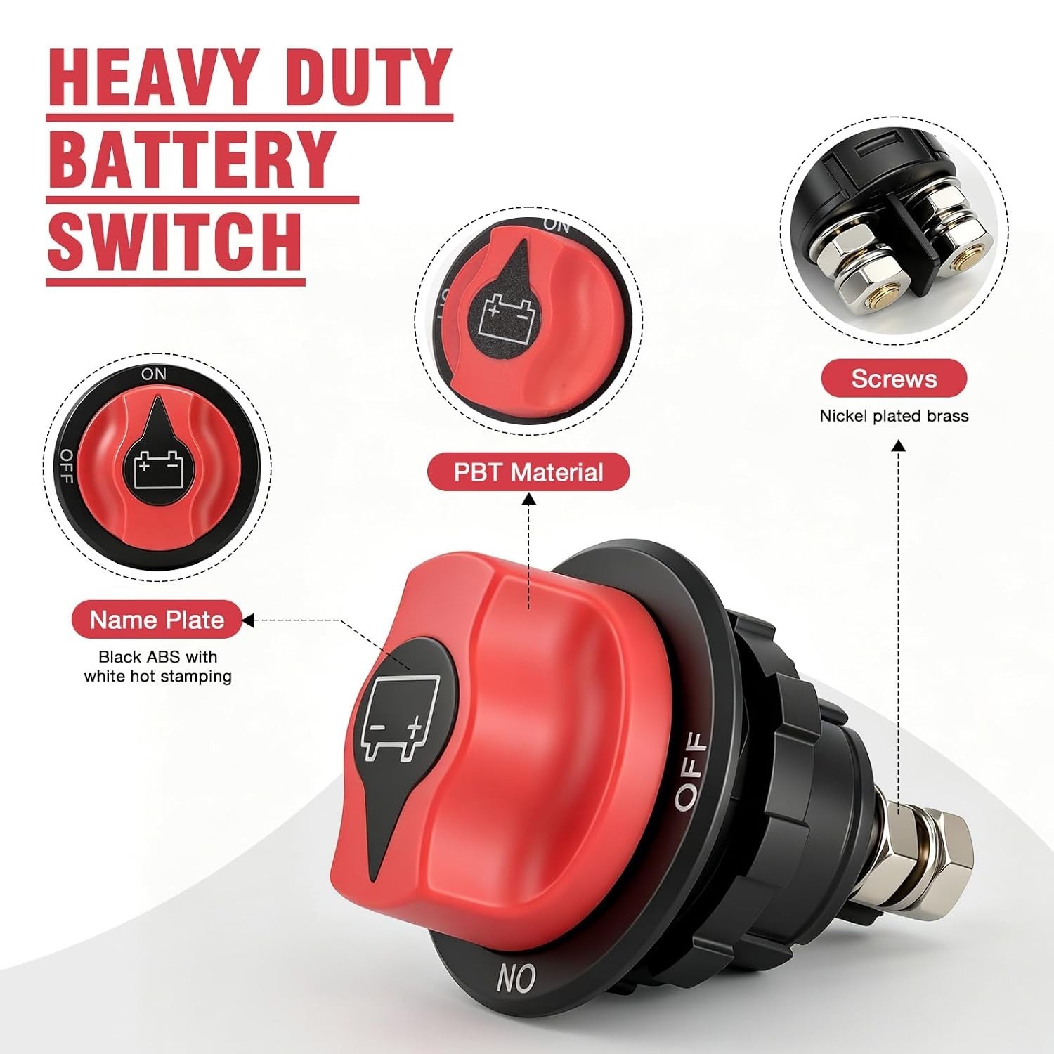 Battery Disconnect Switch 12V-32V DC, 100A Waterproof Marine Battery Switch |…