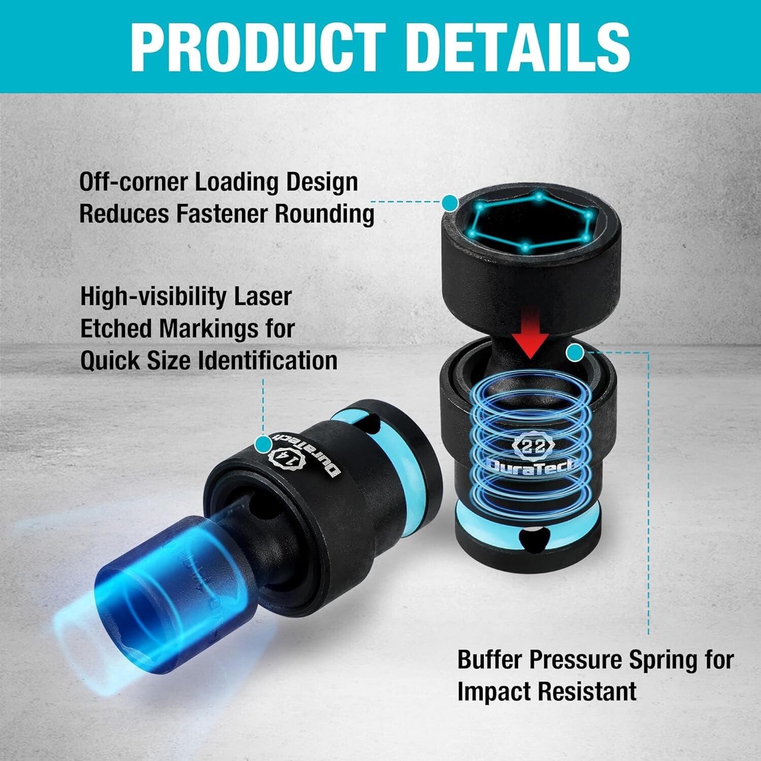 DURATECH 13PC 1/2″ Impact Swivel Socket Set Shallow Wobble Socket 10-24mm Metric