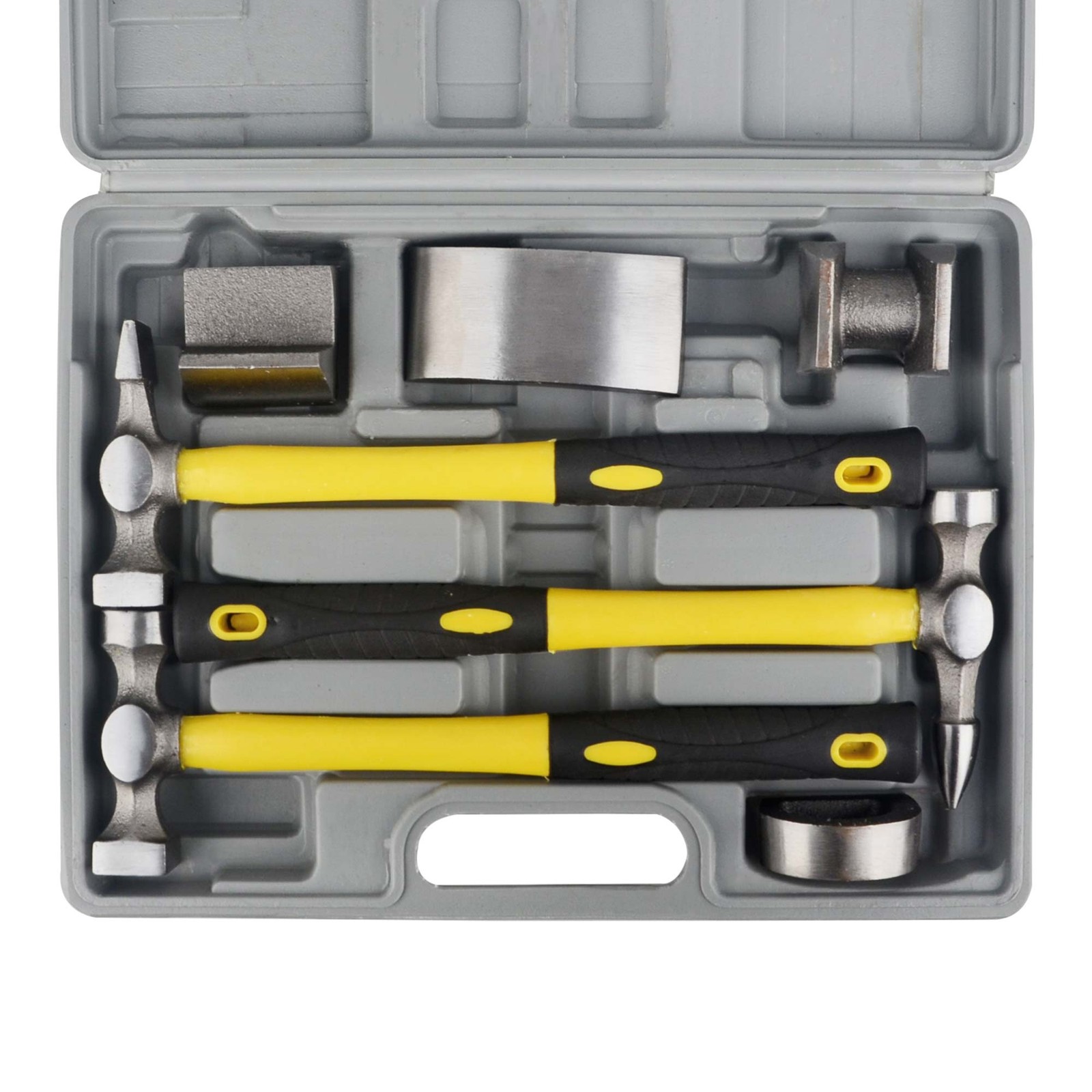 7Pc Car Auto Body Panel Repair Tool With Fibre Body Beating Hammer Set Kit