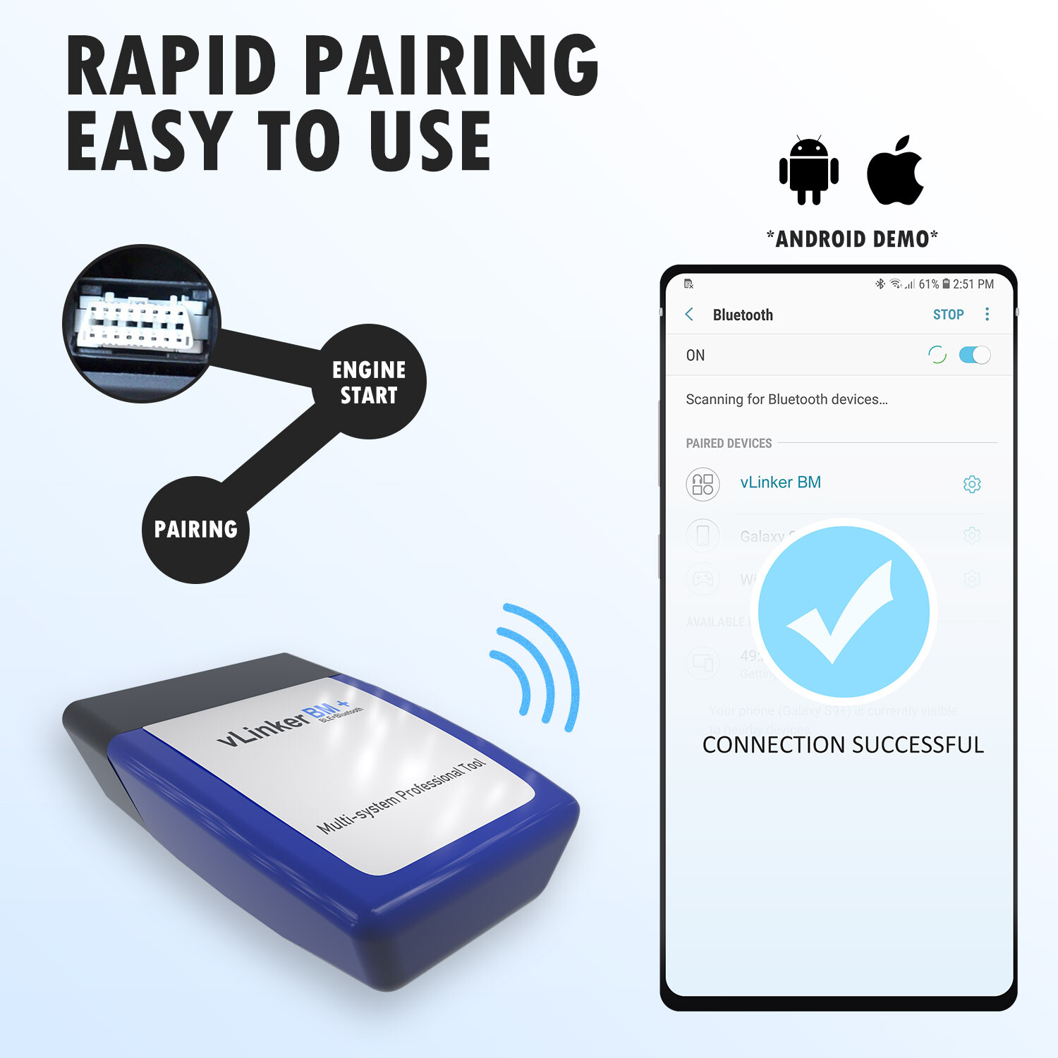 Vgate vLinker BM+ BT 4.0 OBD2 Diagnostic Scanner Tool BIMMERCODE For IOS Android