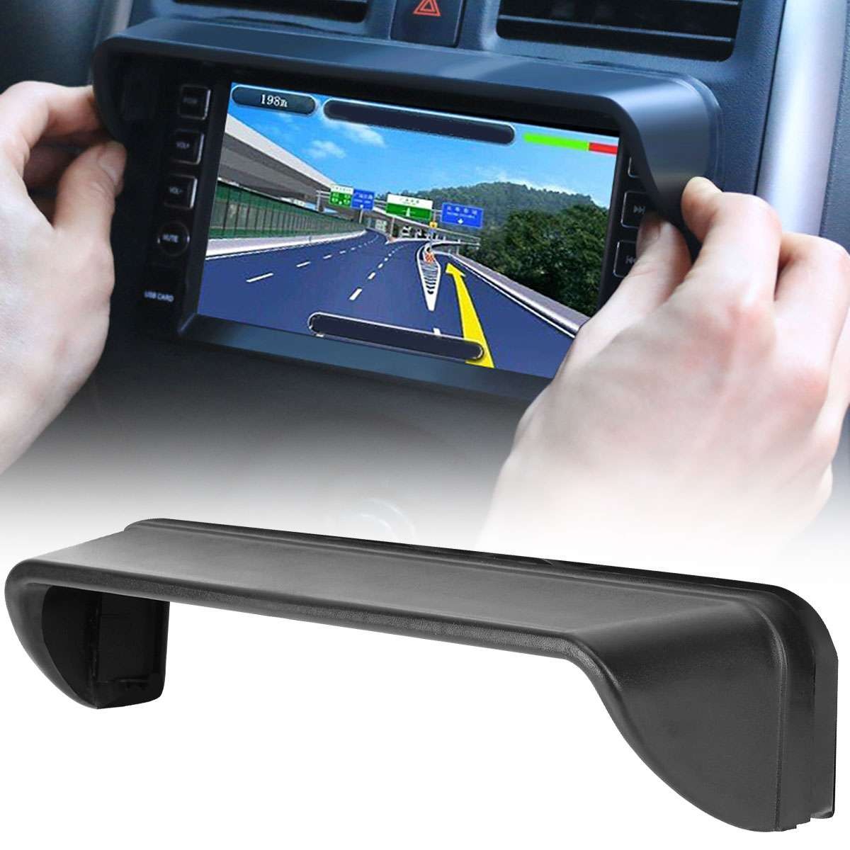 Black Car GPS Navigation Hood Visor Radio Sun-Shade Anti-Glare Cover Accessories