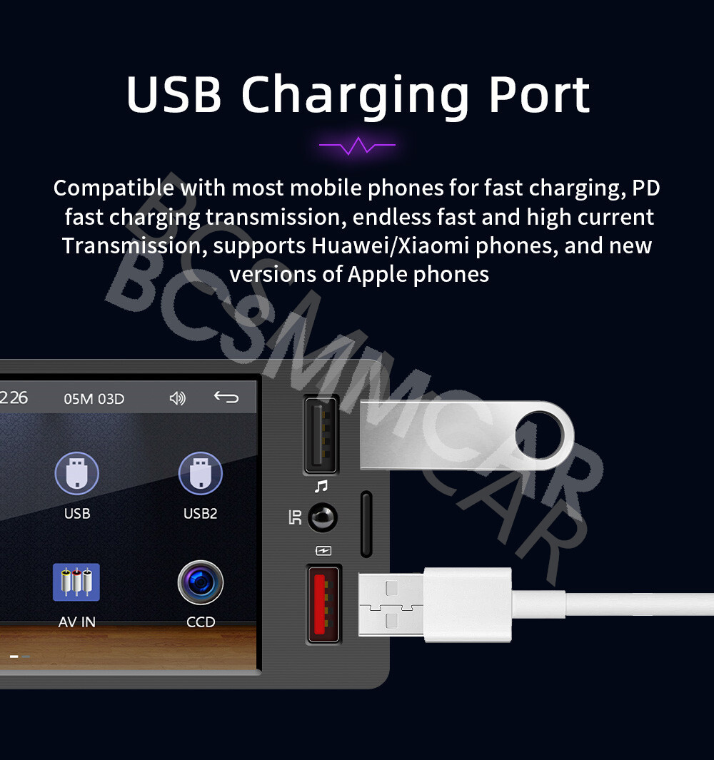 Single Din Car Radio Stereo For Carplay 4.1in MP5 Player Touch Screen Bluetooth