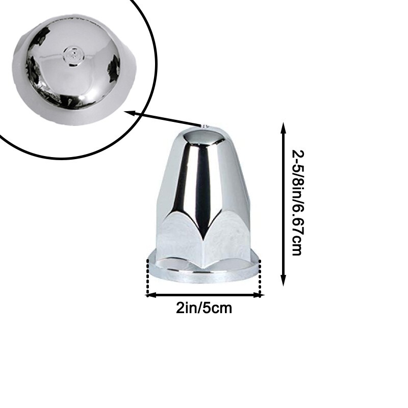 33mm x 2-5/8” Chrome Plastic Push On Style Lug Nut Covers for Semi Truck 60PCS