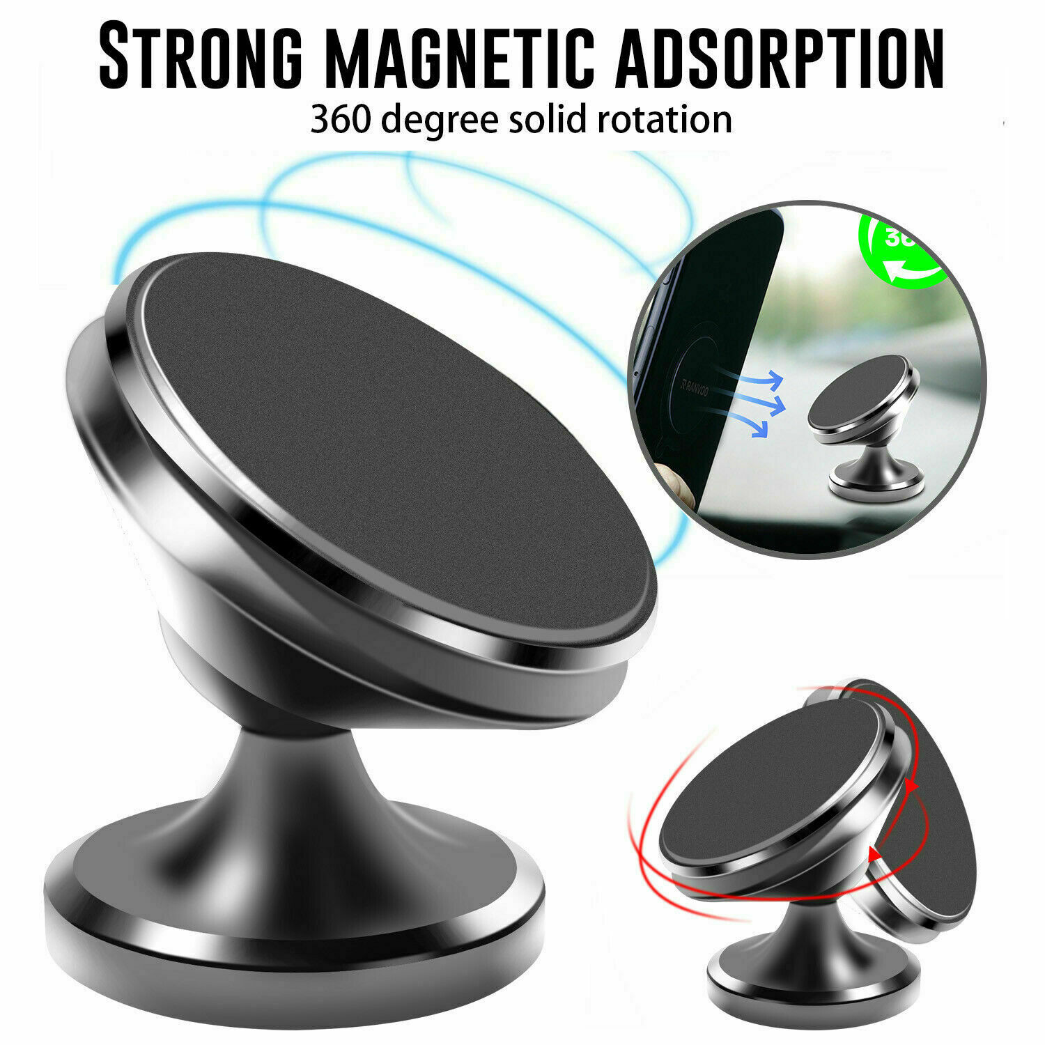 2pcs For iPhone Android Samsung Magnetic Car Phone Holder Stand Dashboard Mount