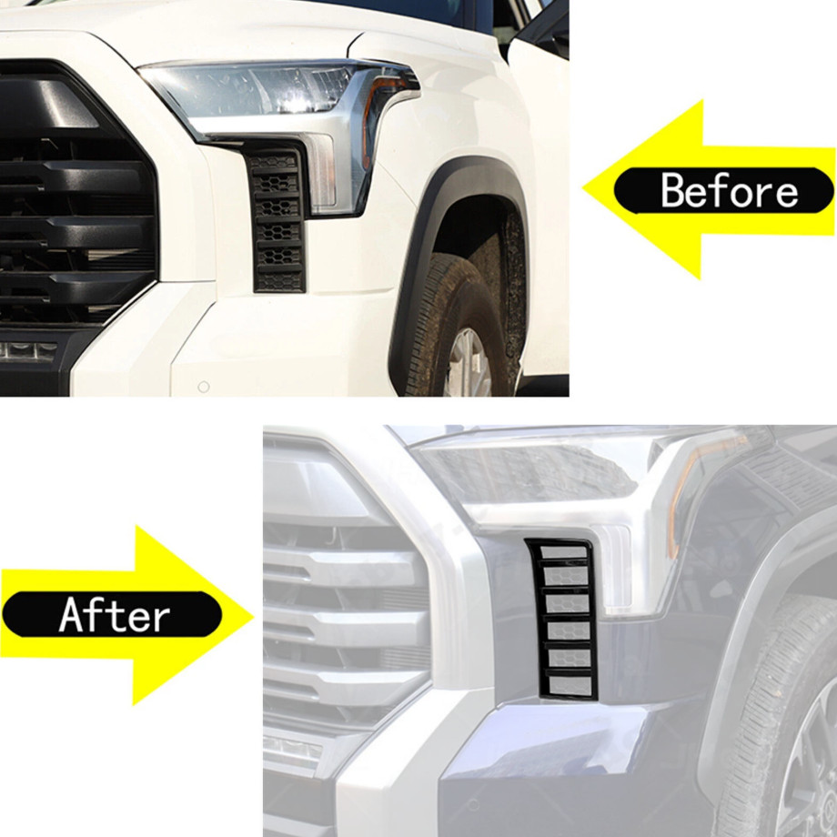 For 2022-2025 Toyota Tundra Black Front Side Bumper Headlight Grille Cover Trim