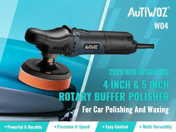 AUTIWOZ W04 Car Buffer Polisher Rotary 4-Inch/5-Inch Polishing Machine 6 Speeds