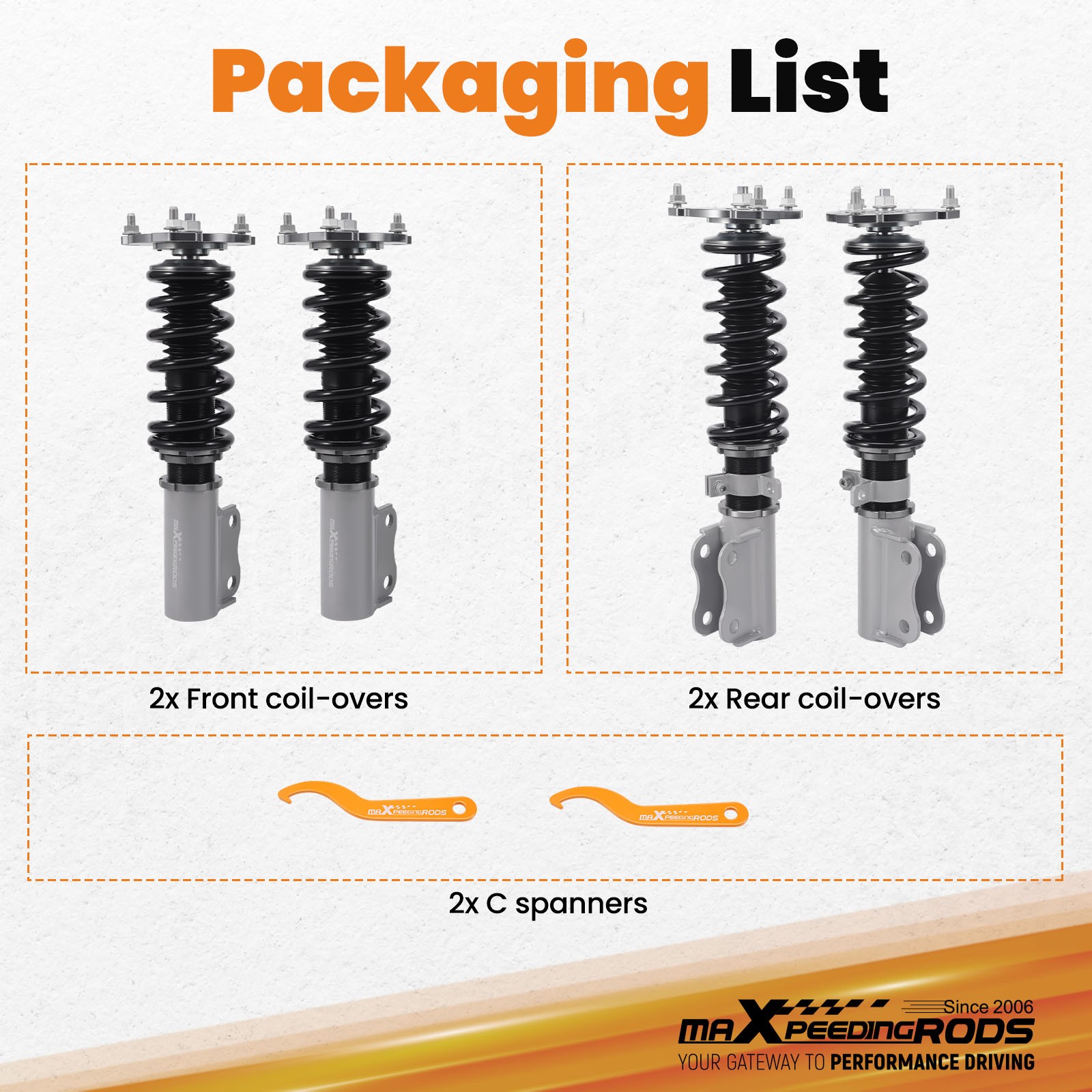 Maxpeedingrods Adjustable Coilovers Lowering Coils for Chevrolet Impala 2000-11
