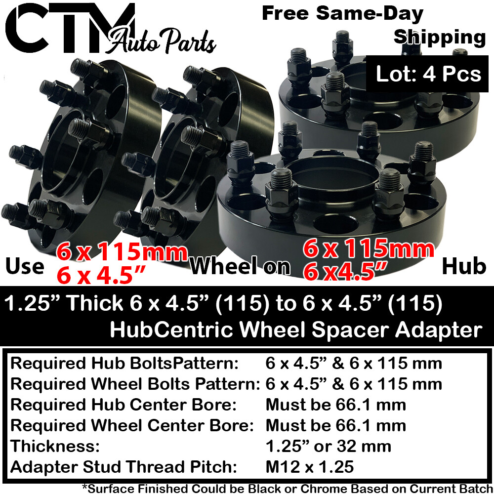 4x 1.25″ Thick 6×4.5 66.1 Bore HubCentric Wheel Spacer Frontier NP300 Pathfinder