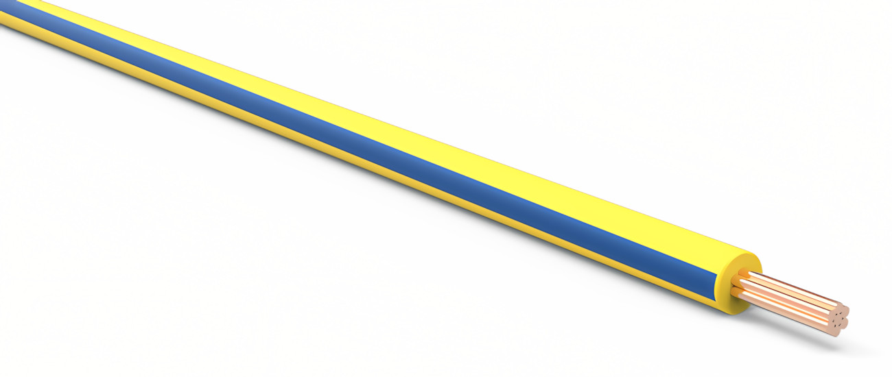 TXL Automotive Wire 20 AWG YELLOW w/ BLUE Stripe Bulk 25 ft Primary Copper