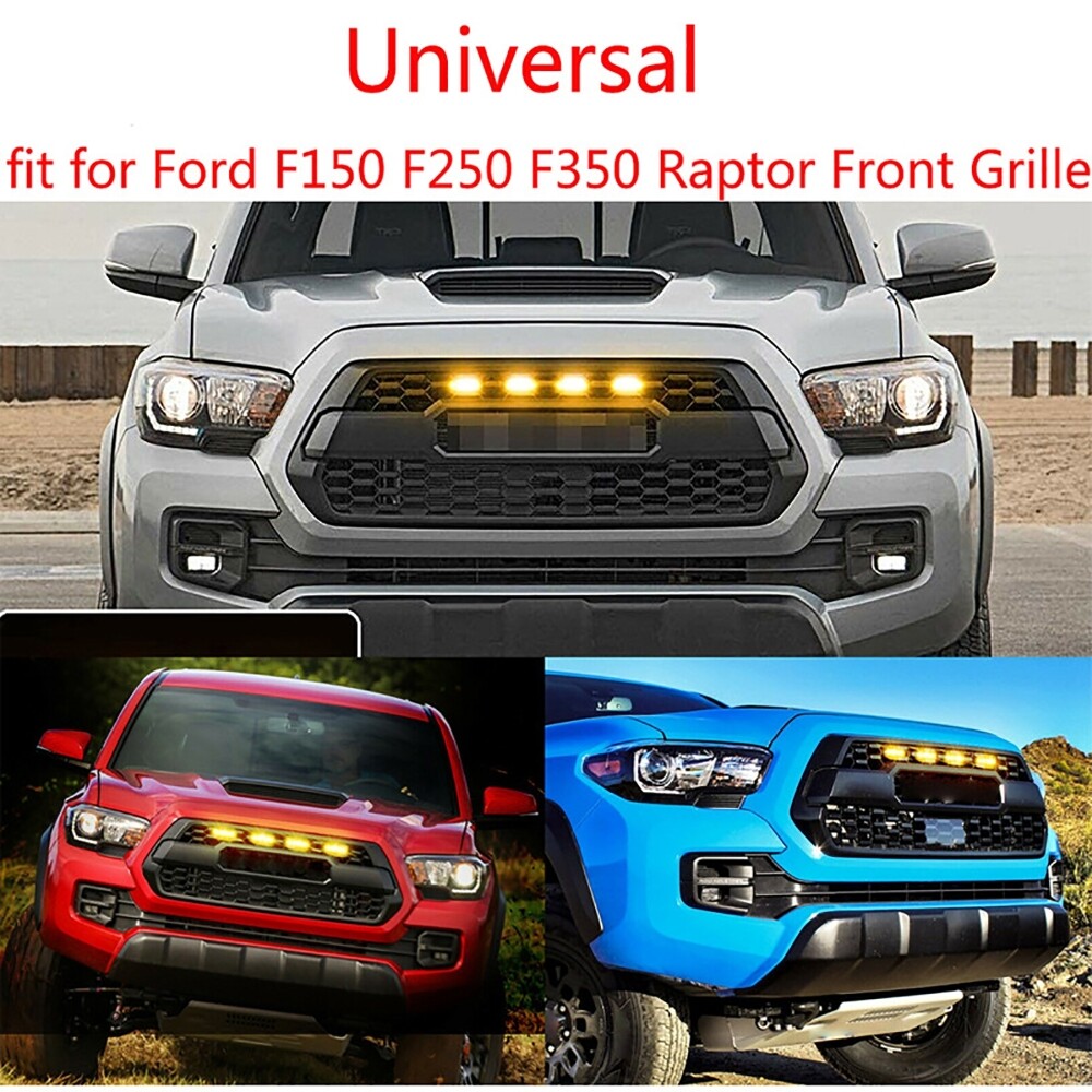 4pcs LED Amber Grille Lights Kit Universal For Ford Truck SUV SVT Raptor Style