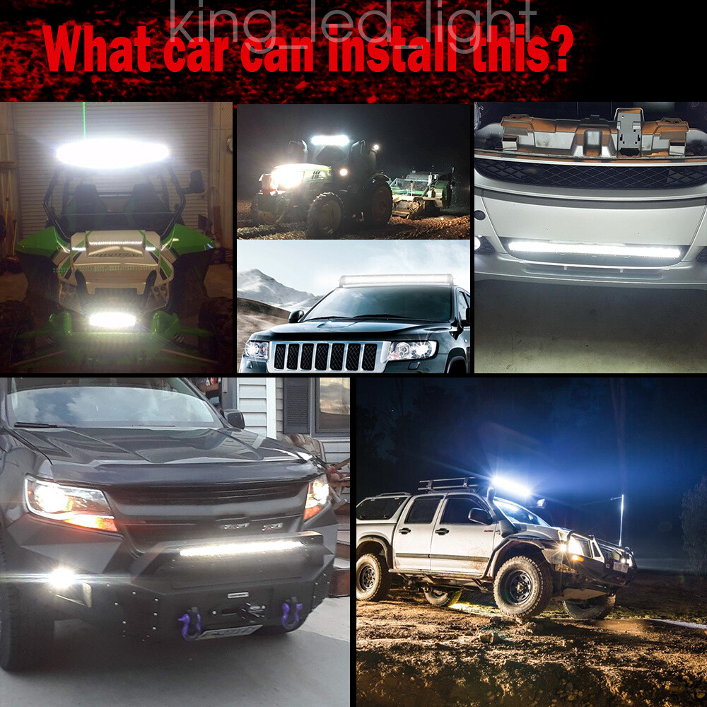 52″ 1200W LED Work Light Bar +4″ Pods Wire Kit For Jeep Wrangler JL Gladiator JT