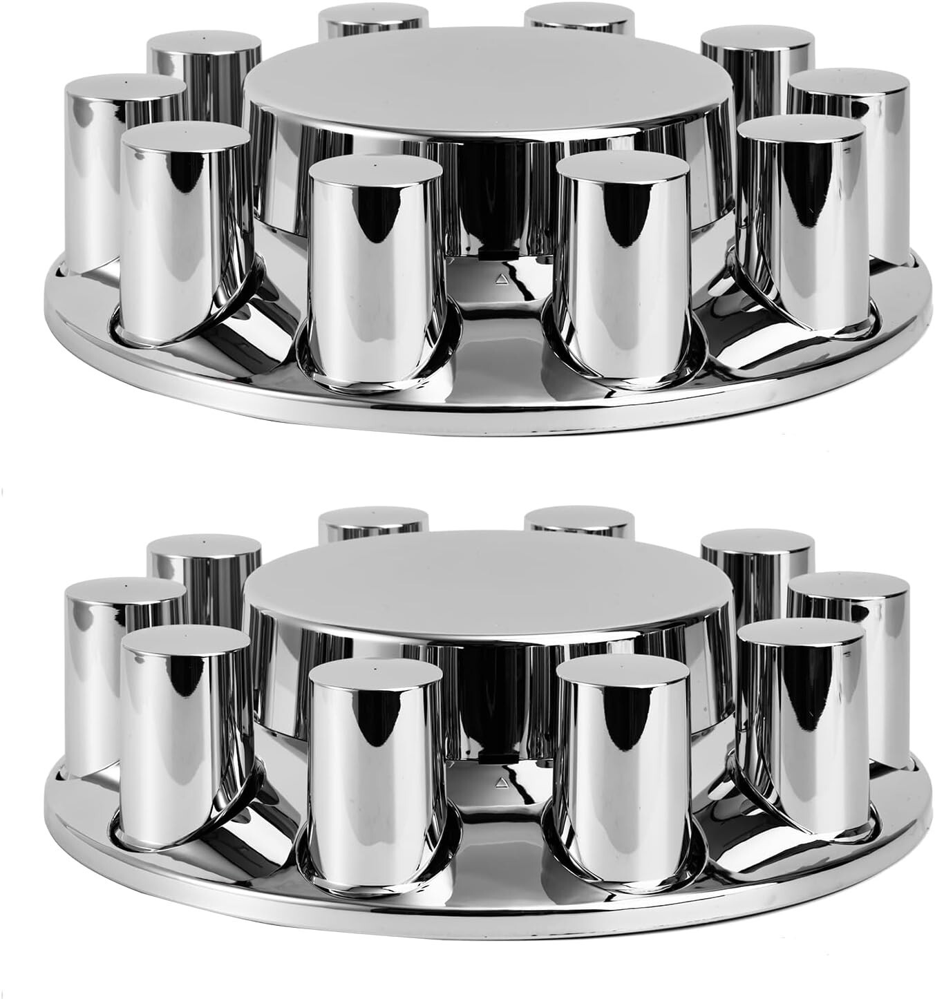2 Front 33mm ABS chrome axle cover Thread-On Flange Nut Covers for Semi Trucks