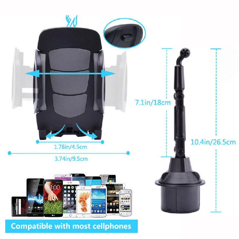 Car Cup Mount Holder Universal 360° Adjustable Phone Lock Stand For Cell Phone