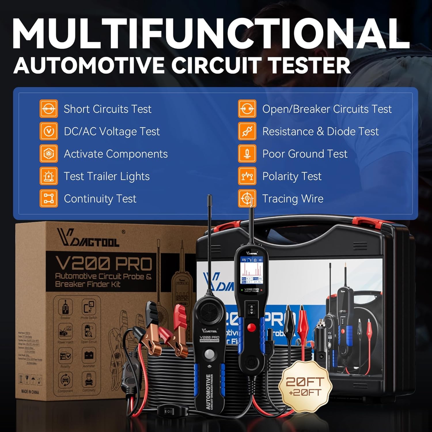 VDIAGTOOL V200Pro PowerScan Circuit Tester Electrical Power Probe Tool 12V/24V