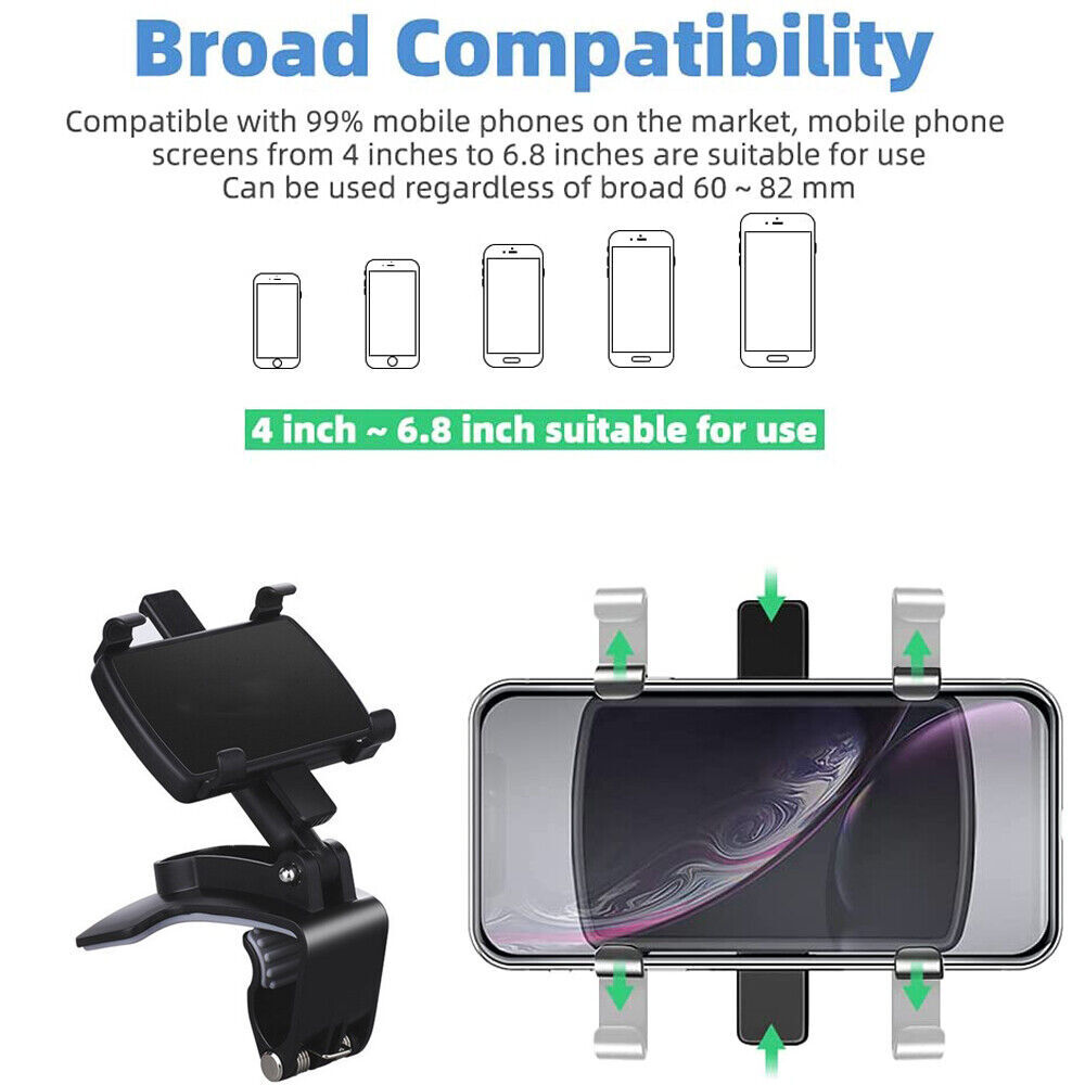360° Mount Holder Car Dashboard Sun Visor Mirror Stand For Cell Phone iPhone GPS