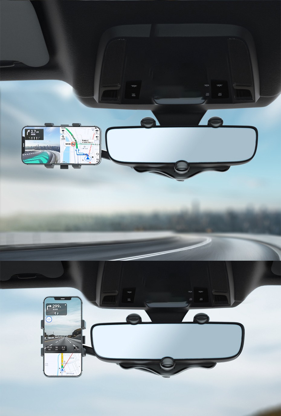 360° Car Rearview Mirror Hanging Phone Mount Holder Stand For Apple iPhone 14