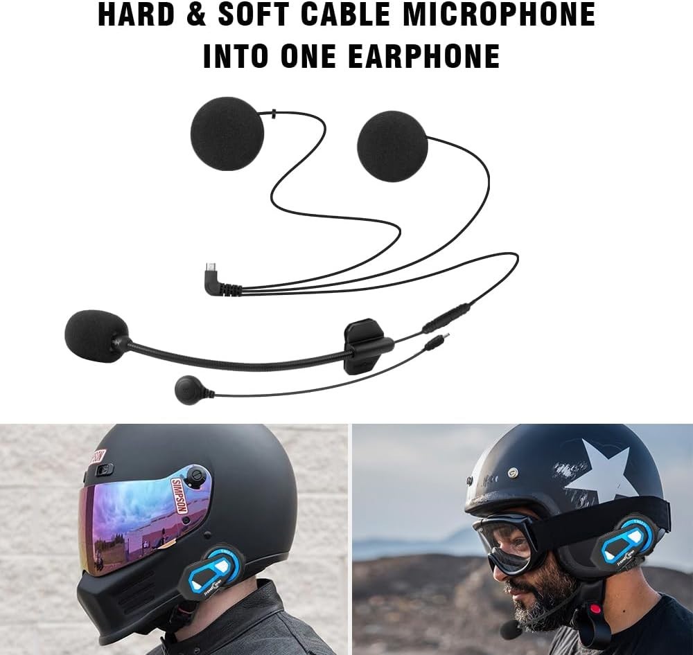 T-Max Pro Motorcycle Bluetooth 5.0 Helmet Mesh 3.0 Intercom 1200m 6 Riders