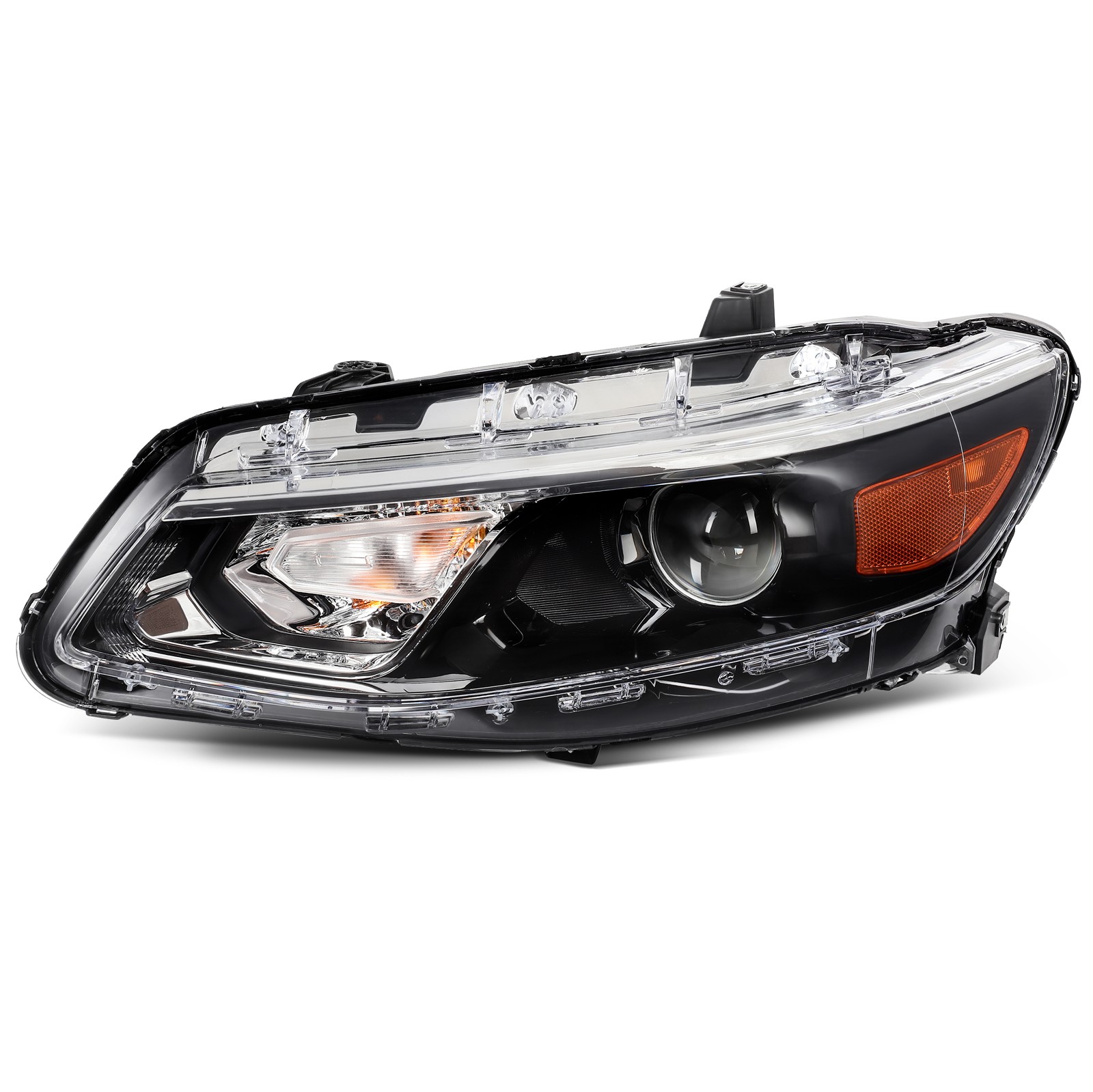 Halogen Headlight Assembly For Chevrolet Malibu 2016-2018 Black Amber Left Side