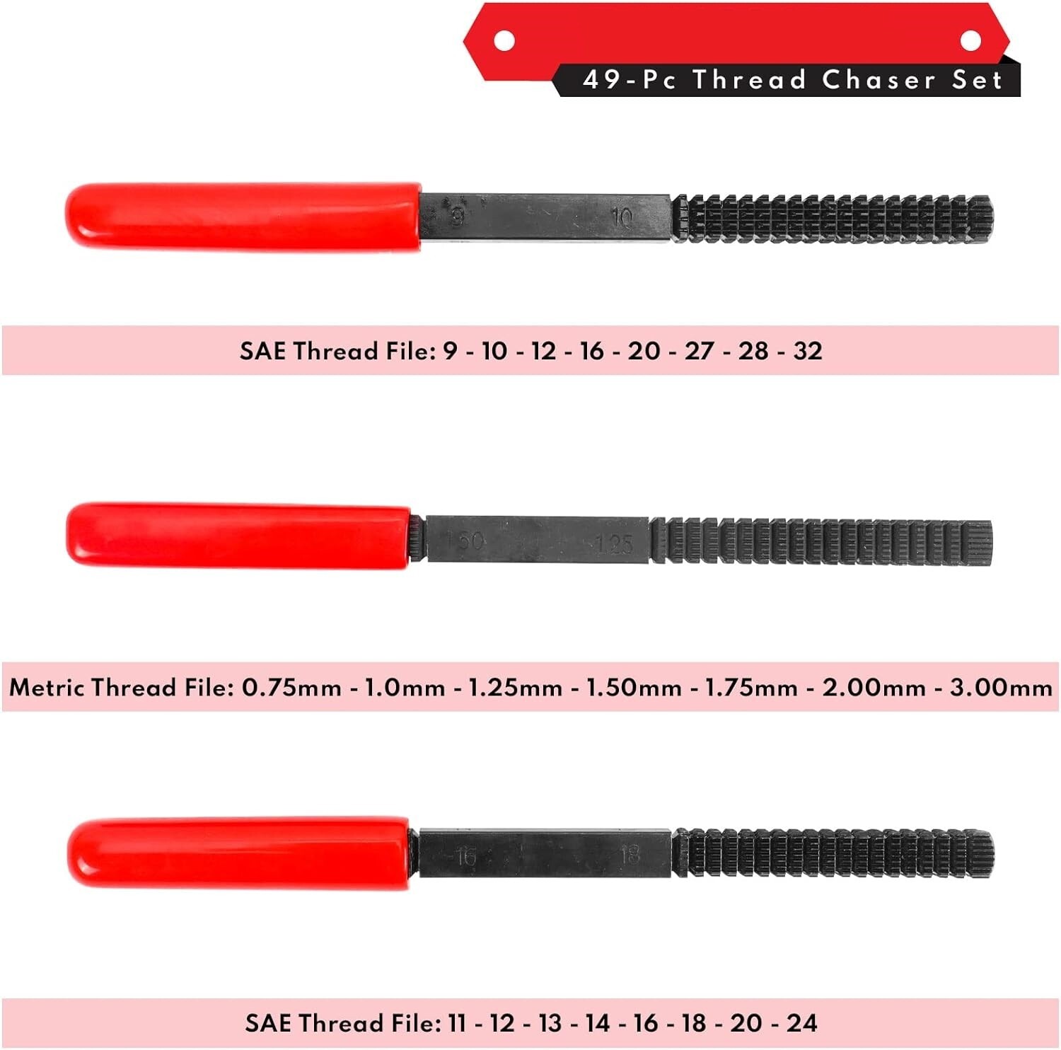 49PCS Thread Repair Chaser Tool UNC UNF Metric Thread Restorer Kit